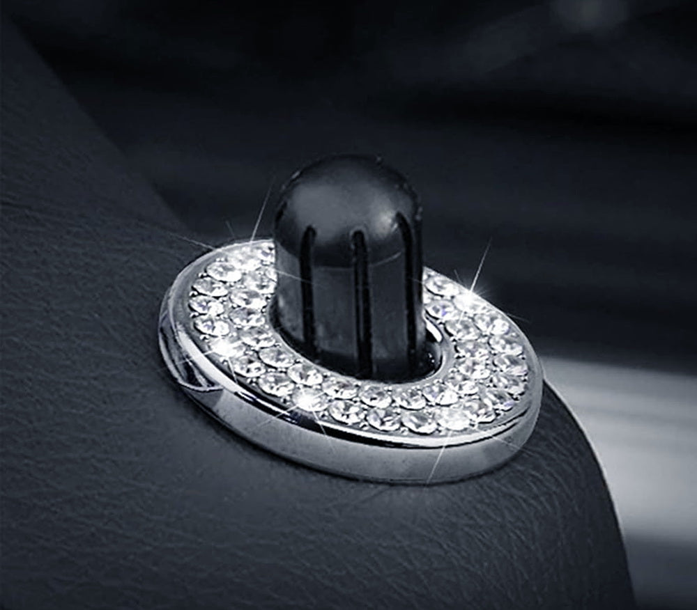 4-Pack Round Crystal Bling Alloy Door Lock Pin Decorative Rings for Mercedes C-Class E-Class GLC - Luxury Car Accessories for Enhanced Interior Style & Protection
