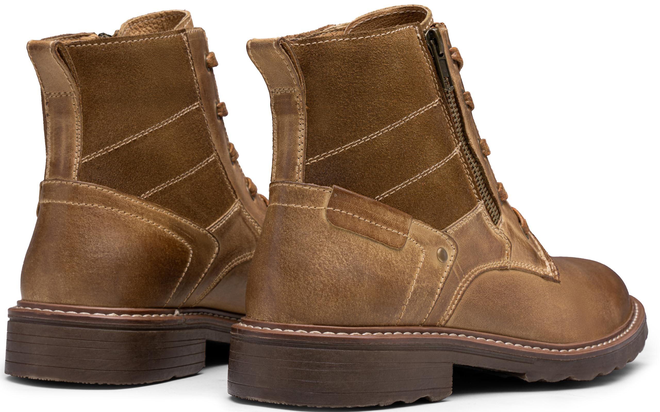 **Vostey Men's Waterproof Motorcycle Chukka Boots - Casual & Durable Leather Boots for Riding, Work & Outdoor Activities**