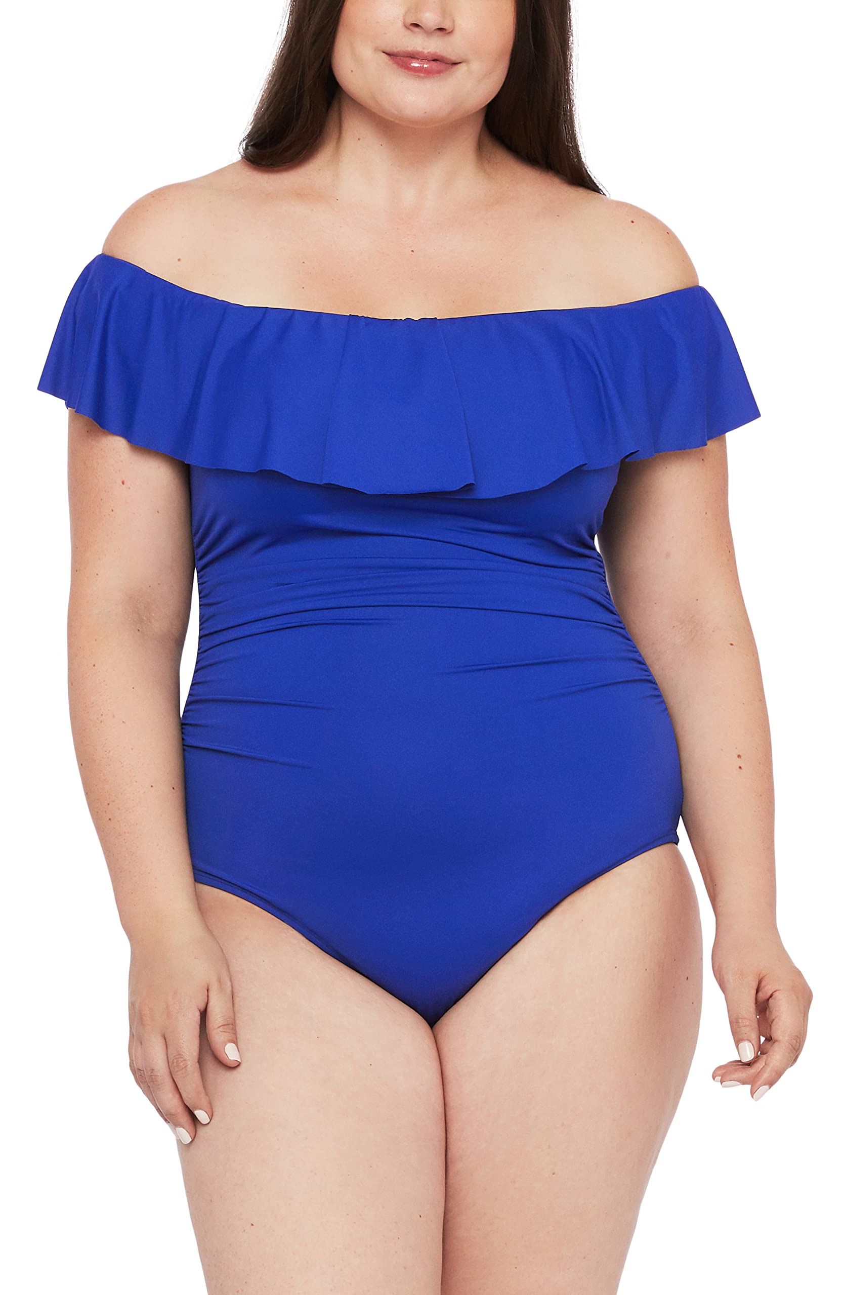 La Blanca Women's One Piece Swimsuit - Off Shoulder Ruffle Bathing Suit for Beach Vacation, Pool Party & Tropical Getaway | Island Goddess Swimwear