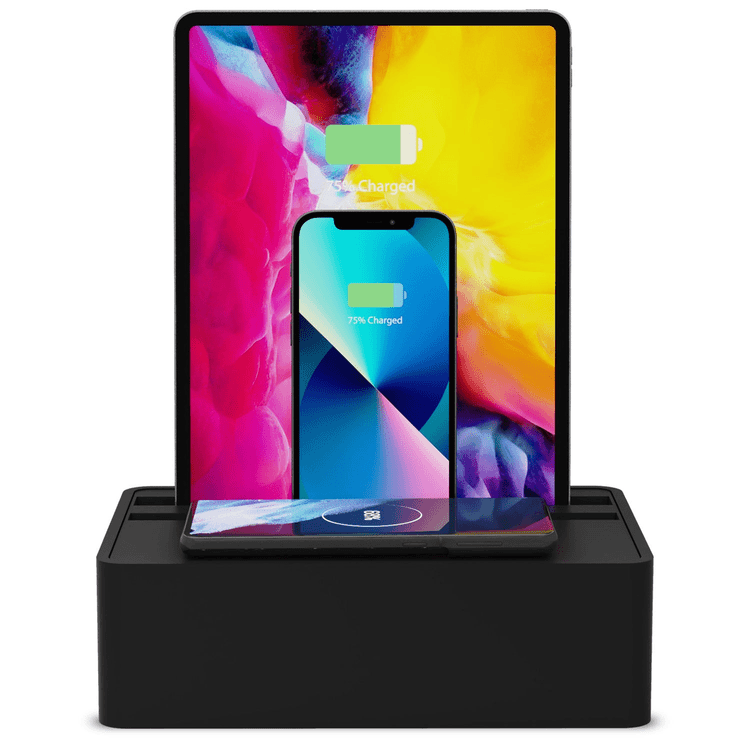 ALLDOCK Wireless Charging Station - Sleek Black Design for iPhone, Samsung & Qi-Enabled Devices | Perfect for Home, Office & Nightstand Use