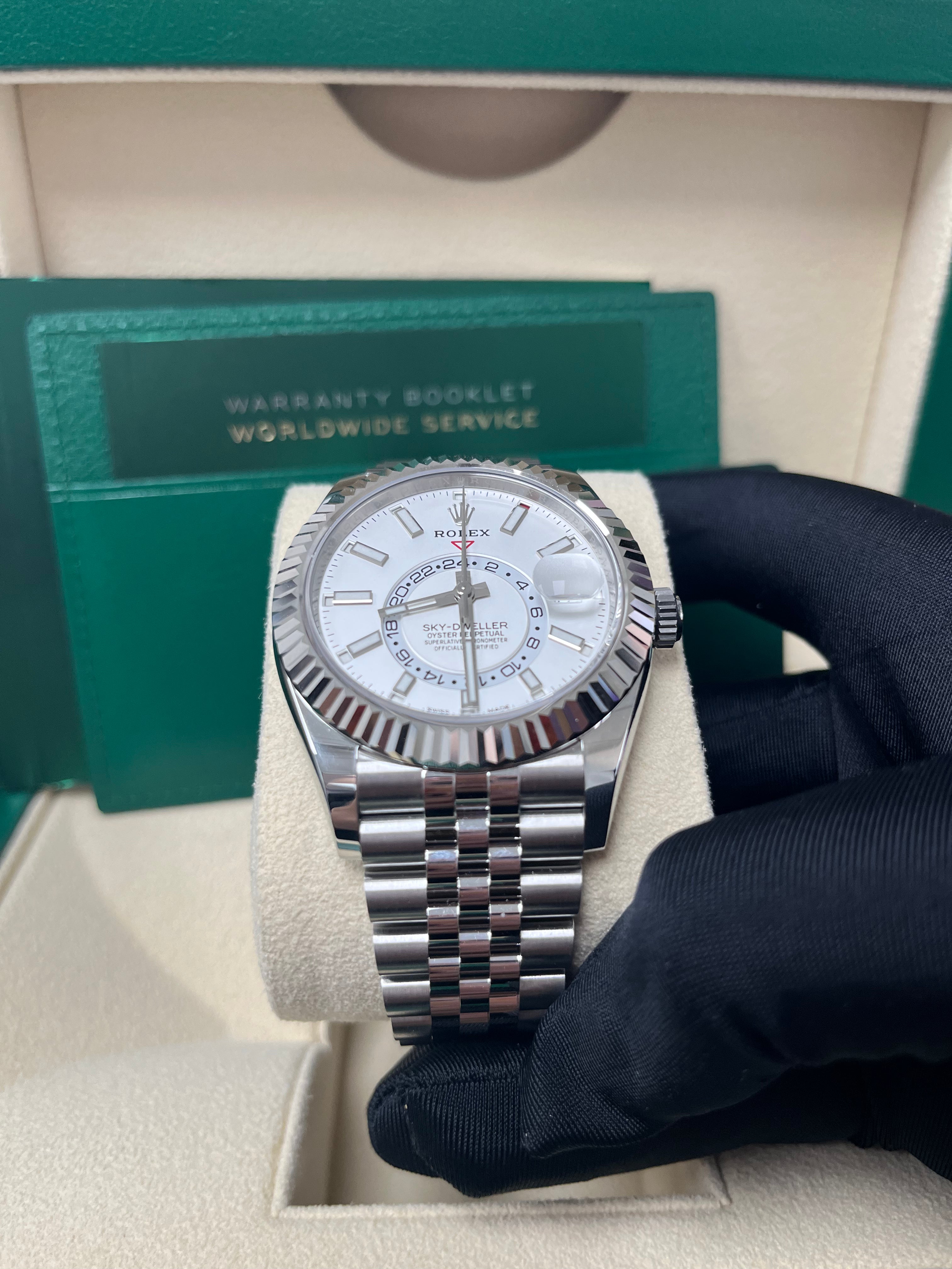 Rolex Sky Dweller 326934 - White Rolesor Watch with White Index Dial & Jubilee Bracelet | Luxury Men's Dress Watch for Business, Travel & Special Occasions