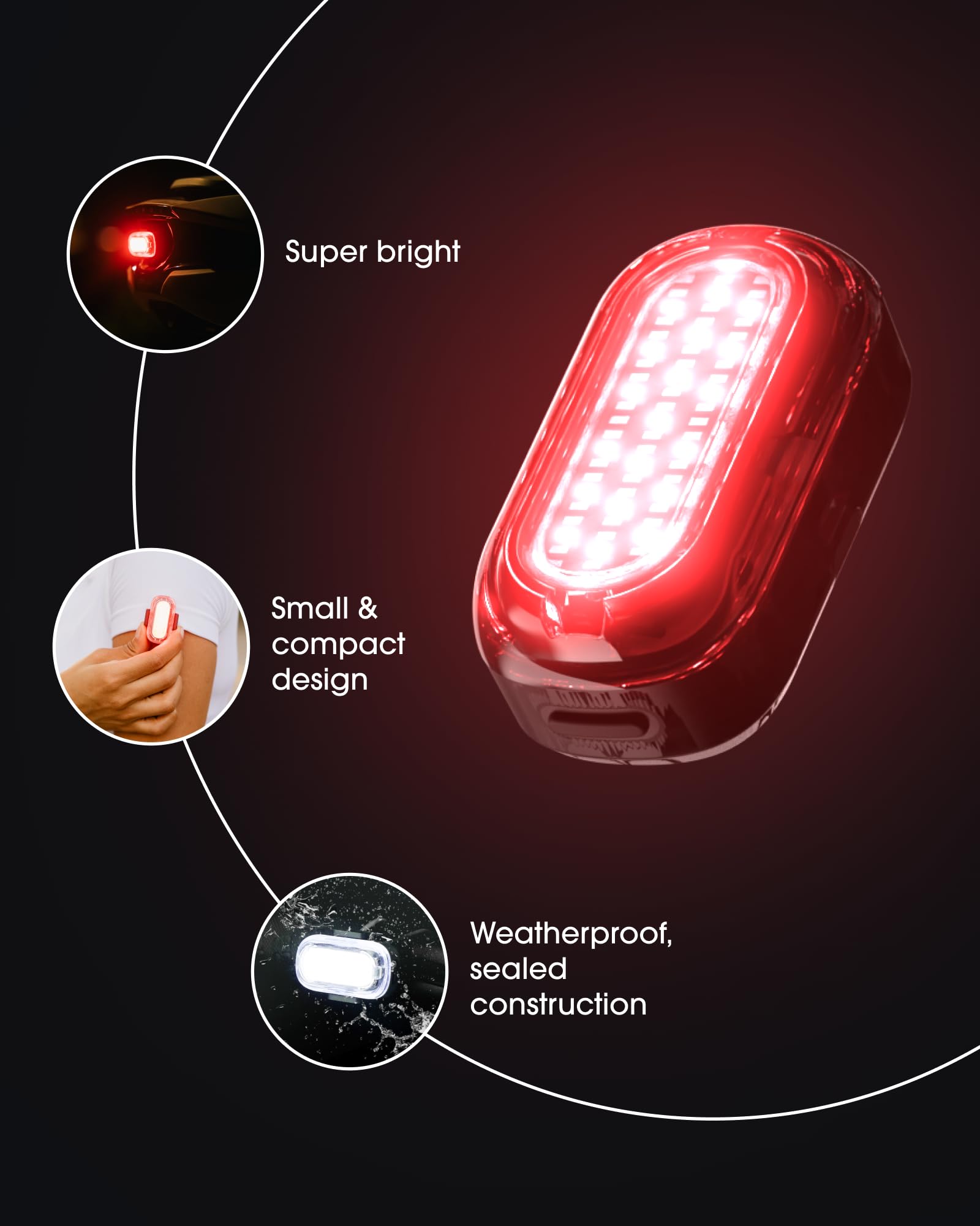 Lumos Firefly Mini Smart Bike Light System - Rechargeable LED Front & Rear Lights with Turn Signals, Brake Lights & Custom Brightness - Best Bicycle Accessories for Night Riding, Commuting & Urban Cycling Safety