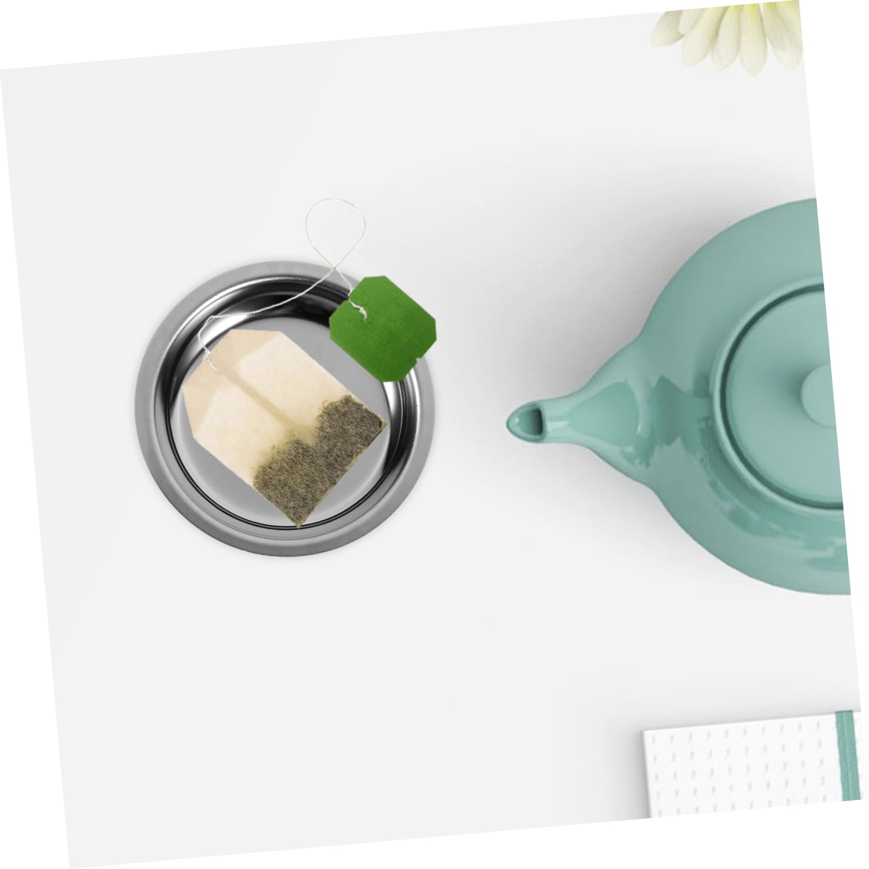 KICHOUSE Stainless Steel Tea Bag Holder & Coaster Set - Round Metal Tea Tray for Tea Bags & Coffee Accessories - Perfect for Afternoon Tea, Office Break, or Coffee Shop Use