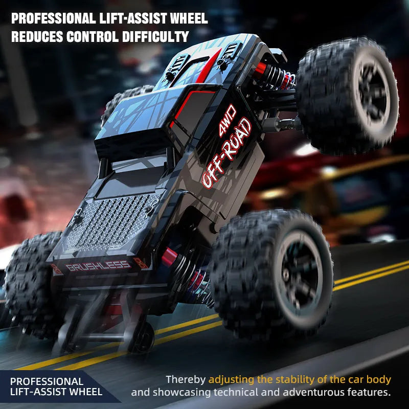 JJRC C8811 1/20 Scale RC Car - 4WD High Speed 40km/h Off Road Climbing Truck with Brushless Motor, LED Lights (Black/Red) - Ready to Run for Outdoor Racing & Backyard Adventure