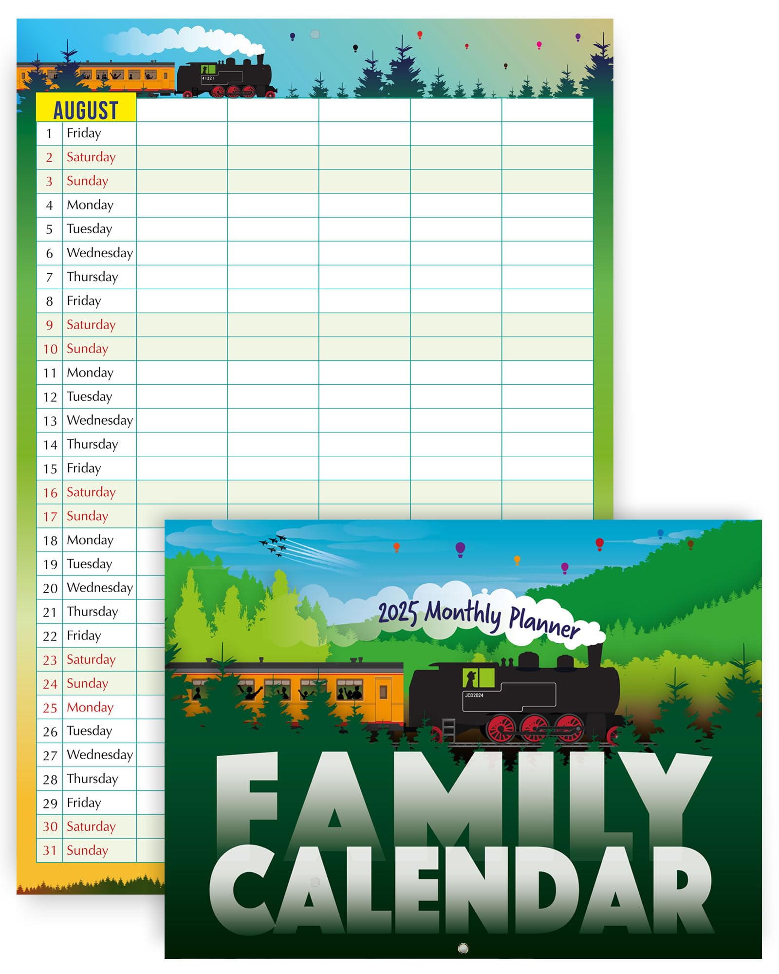 2025 Family Calendar - 5-Column Monthly Planner | Eco-Friendly CO2 Neutral Printing with Vegetable Ink | Fully Recyclable | Perfect for Home Organization & Family Scheduling