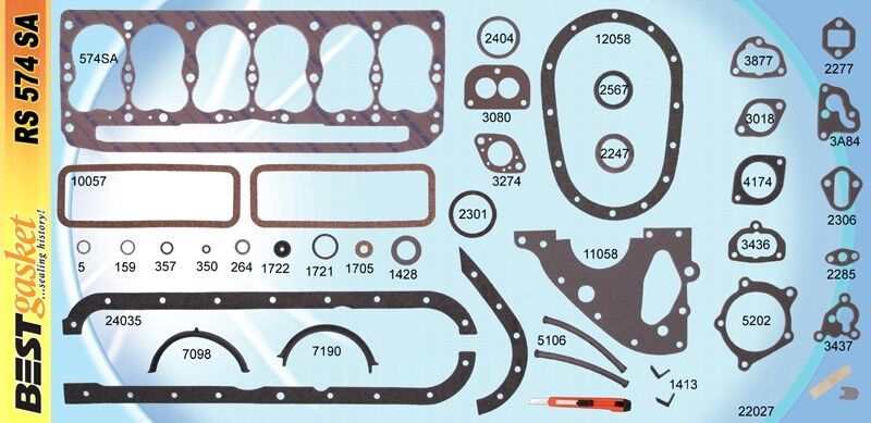 Best Full Engine Gasket Set for AMC Rambler Nash 184/196 Flathead L-Head (1953-1965) - Complete Seal Kit for Engine Rebuild & Restoration Projects