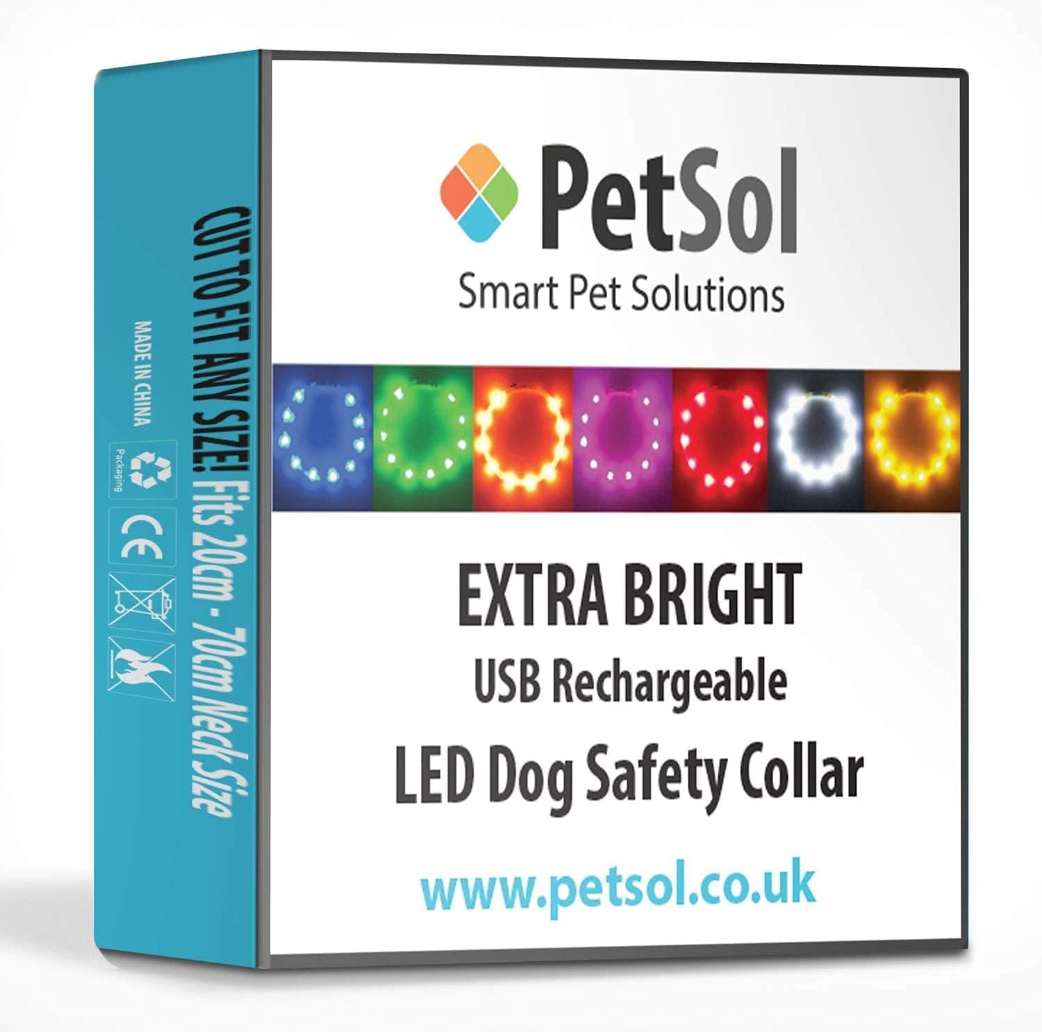 PetSol Ultra Bright USB Rechargeable LED Dog Safety Collar - Waterproof & Adjustable for Night Walking, Jogging, and Outdoor Adventures