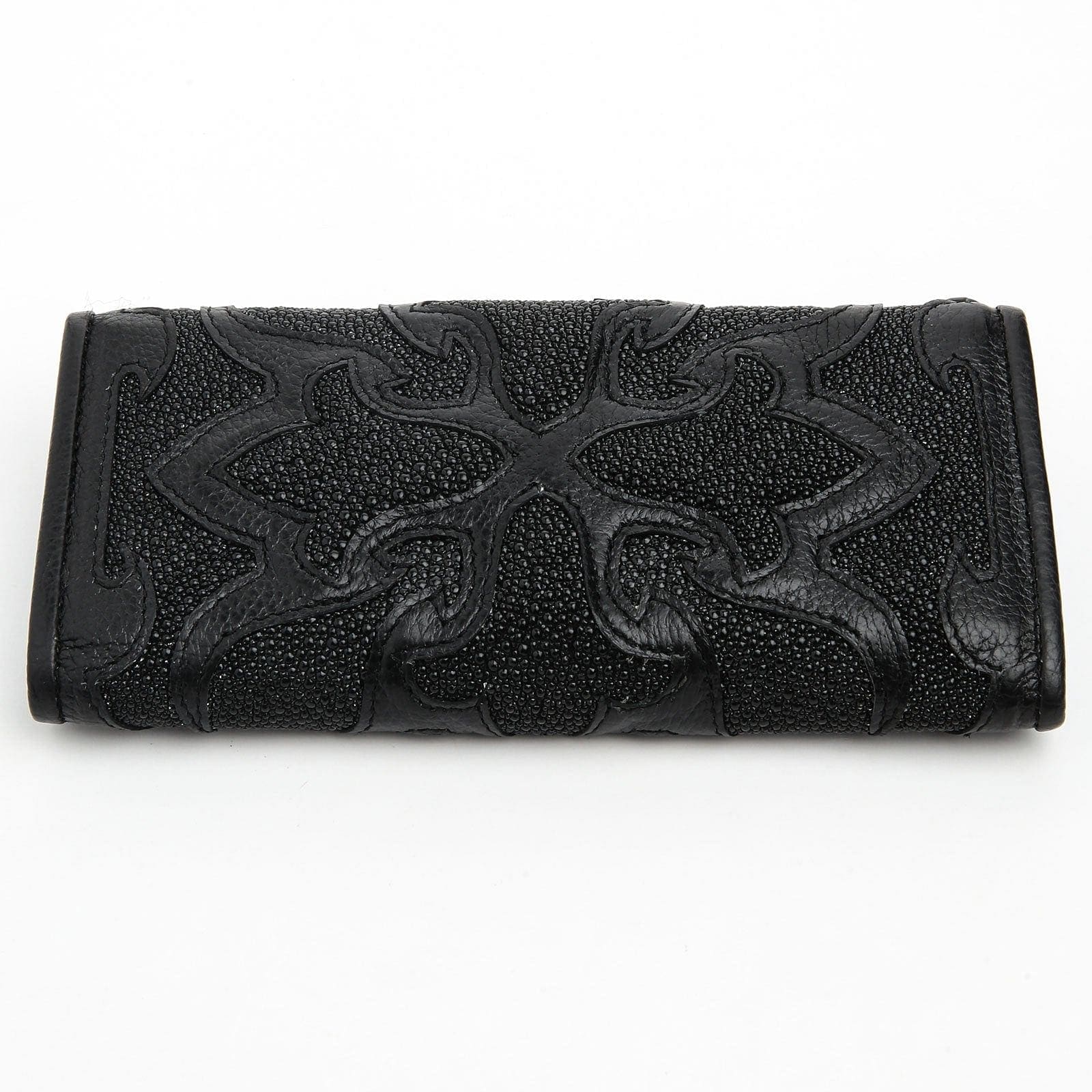 Tribal Black Genuine Leather Trifold Biker Wallet for Men - RFID Blocking Motorcycle Wallet with ID Window & Card Slots - Perfect for Riders, Travel & Everyday Use