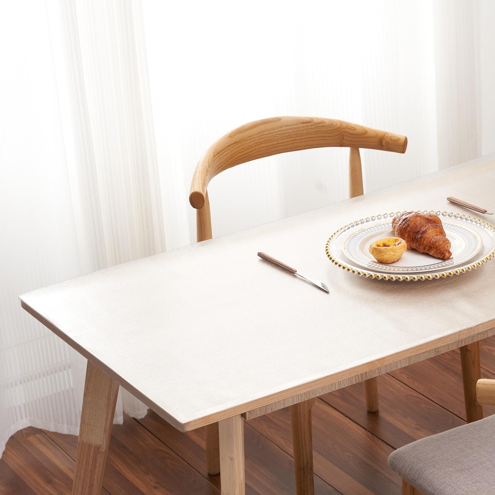 24x60 Inch Frosted PVC Table Cover Protector - 1.5mm Thick Waterproof Non-Slip Plastic Table Pad for Wooden Coffee Tables & Writing Desks - Perfect for Dining, Office, and Home Decor Protection