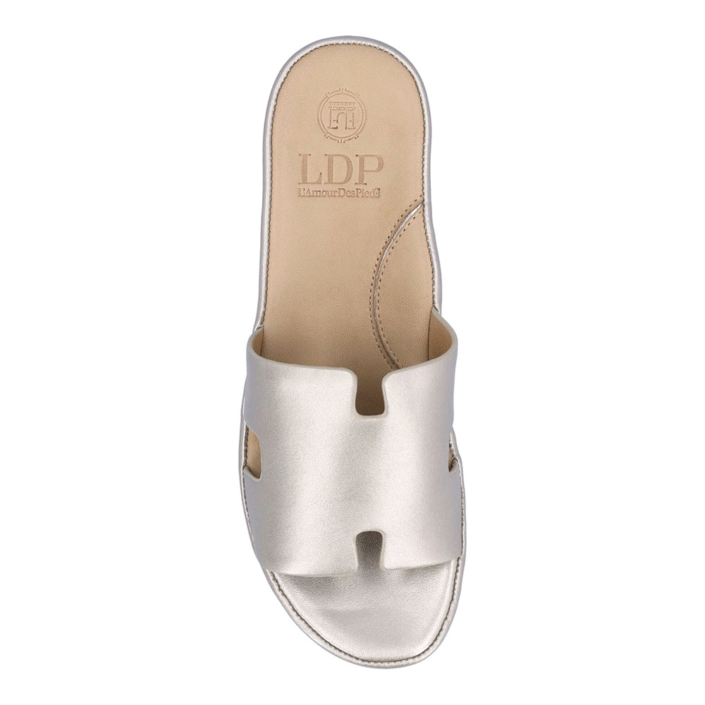 Catiana Slip-On Sandals for Women - Champagne Nappa Leather Comfortable Summer Shoes | Perfect for Beach, Vacation & Casual Wear
