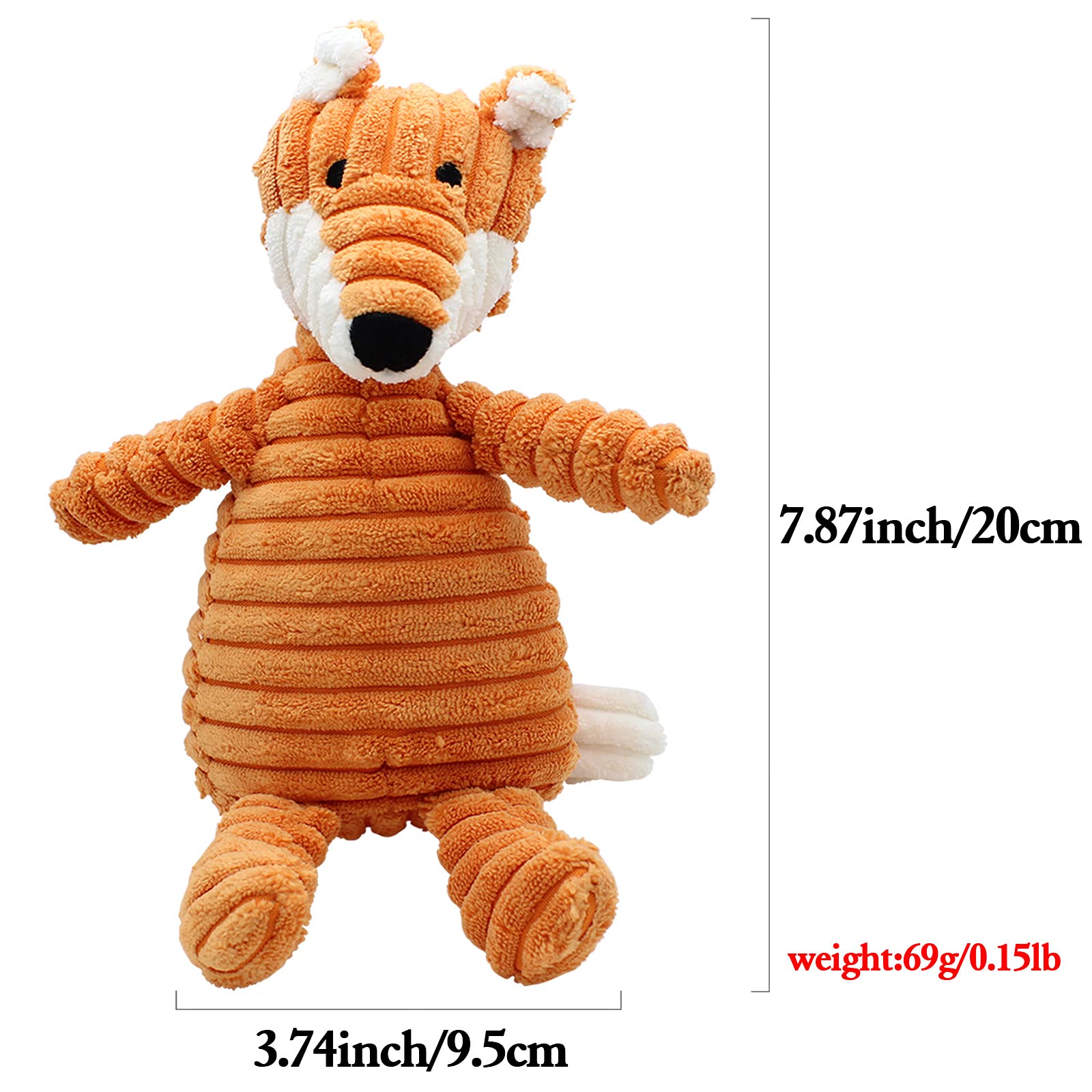 Durable Interactive Plush Dog Chew Toys for Puppies & Medium Dogs - Cute Fox Stuffed Animal with Crinkle Paper & Funny Sounds - Perfect for Teething, Playtime & Training Sessions