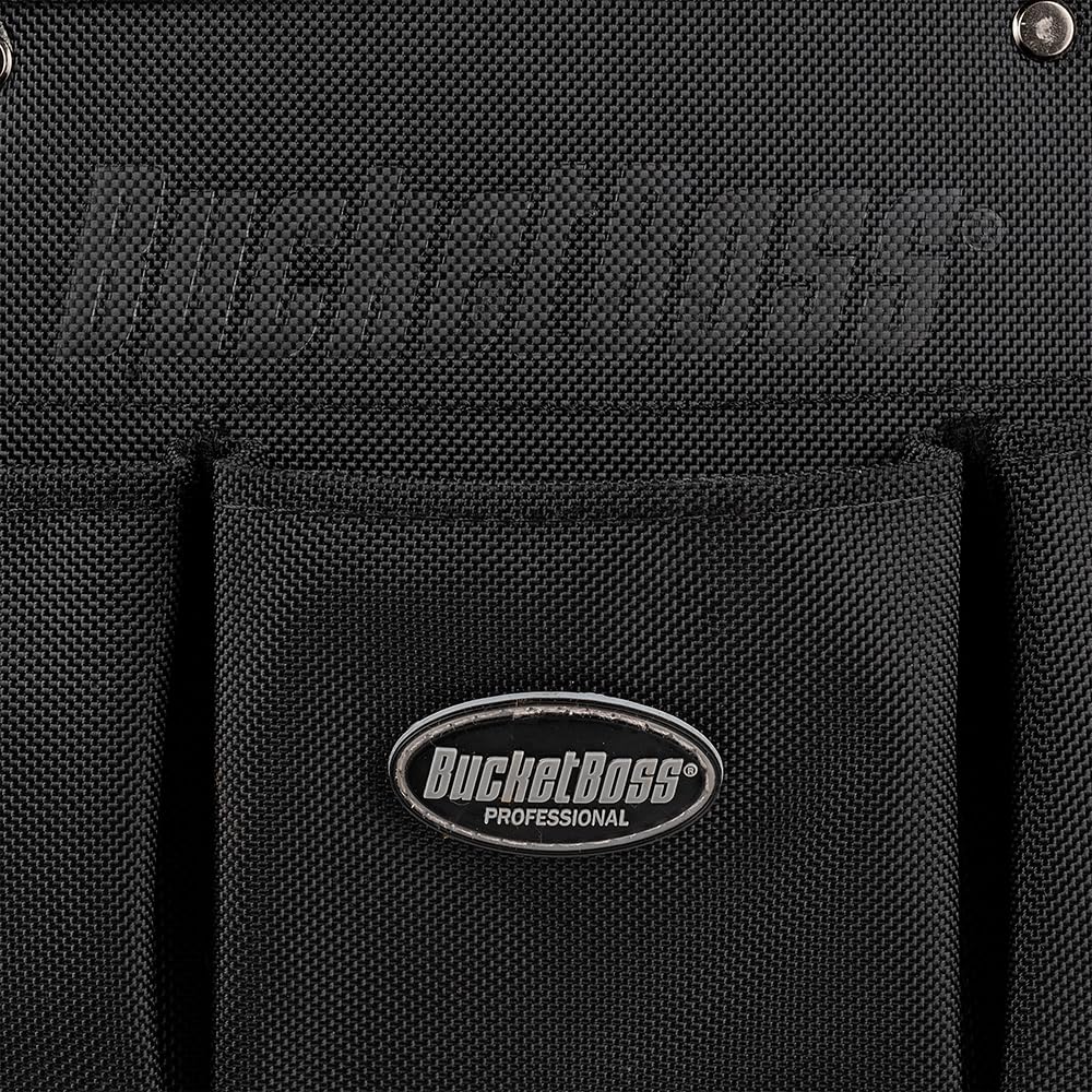 Bucket Boss Pro Oval Tool Tote 14 - Professional Series Tool Bag (74014) Black - Durable Construction Tool Organizer for Electricians, Contractors & DIY Home Improvement Projects