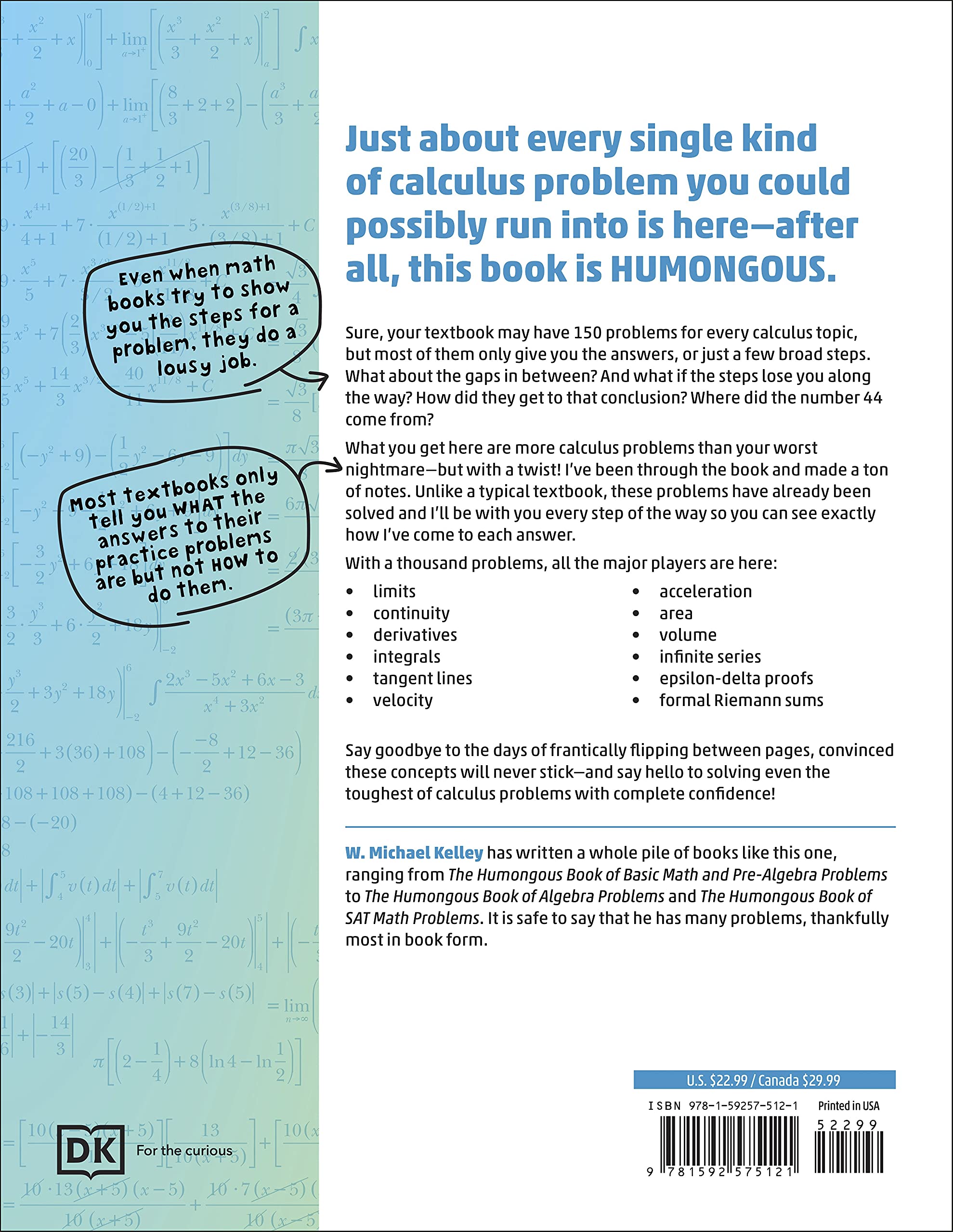 The Humongous Book of Calculus Problems - 1,000+ Practice Exercises with Step-by-Step Solutions | Perfect for High School & College Students, AP Exam Prep, and Self-Study Math Enthusiasts