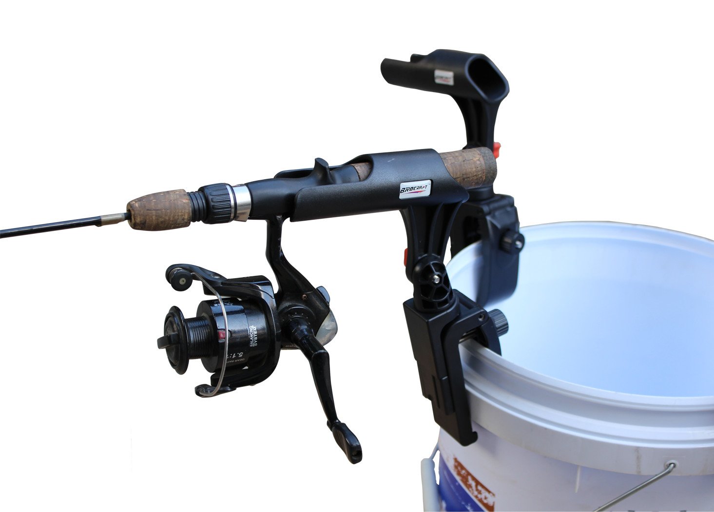 BroCraft Ice Fishing Bucket & Sled Rod Holder - Portable Shelter Rod Holder for Ice Anglers - Perfect for Winter Fishing Trips and Ice Shelter Setups