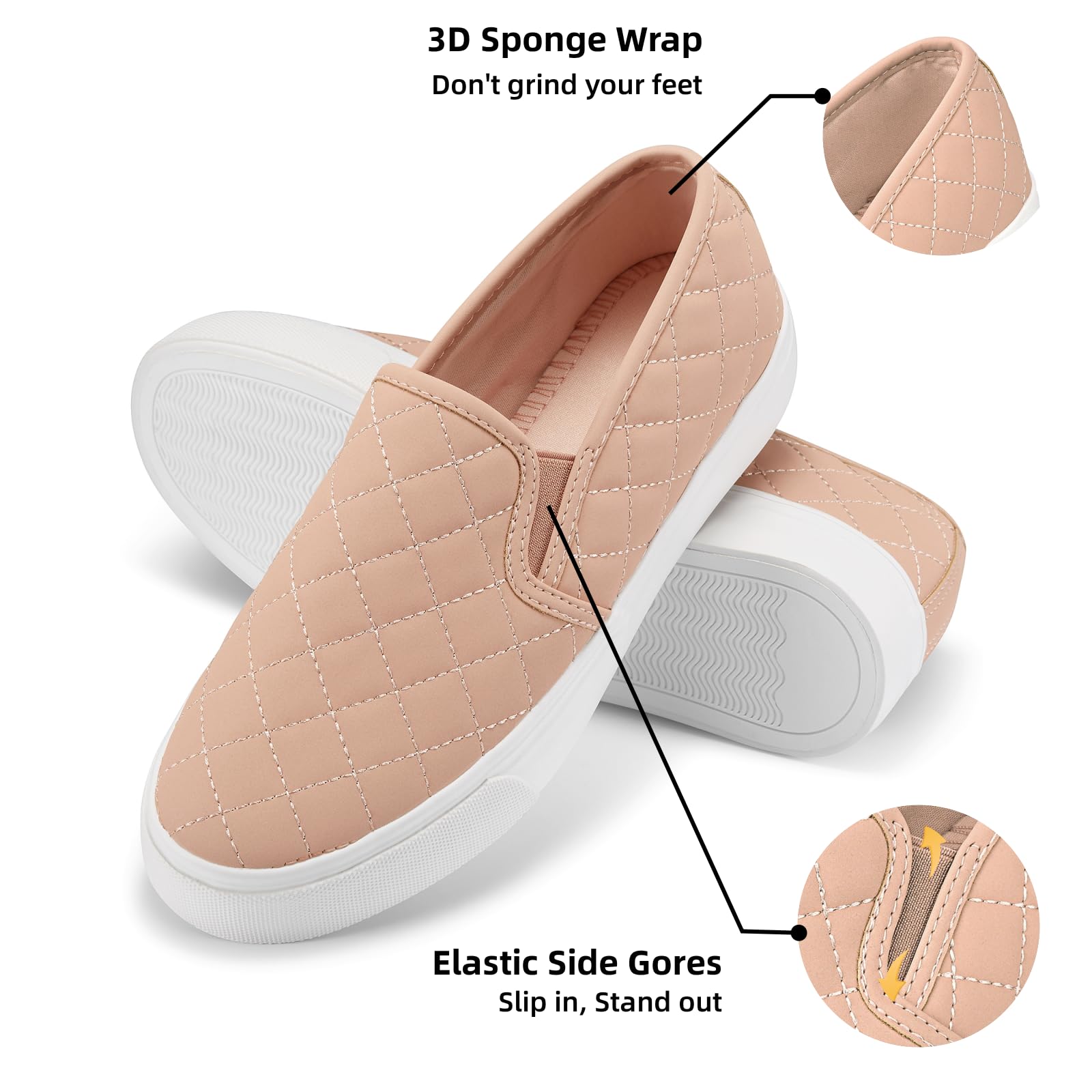 JENN ARDOR Women's Slip On Sneakers - Comfortable Casual Walking Shoes for Women | Fashion Flats for Everyday Wear, Travel & Work