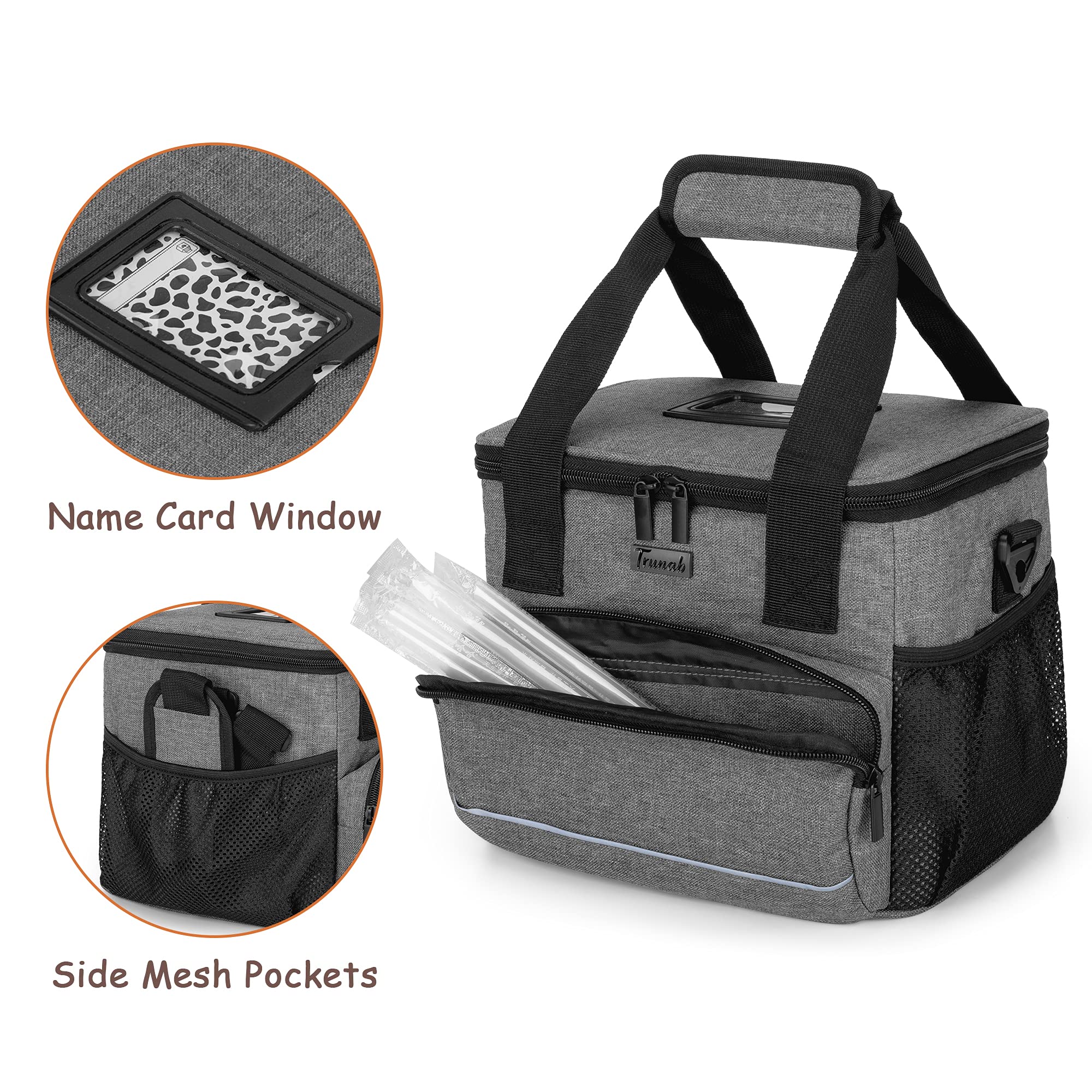 Trunab Insulated Reusable Tote Bag - 4 Cup Drink Carrier for Delivery with Removable Dividers | Perfect for Coffee, Smoothies & Takeout Orders