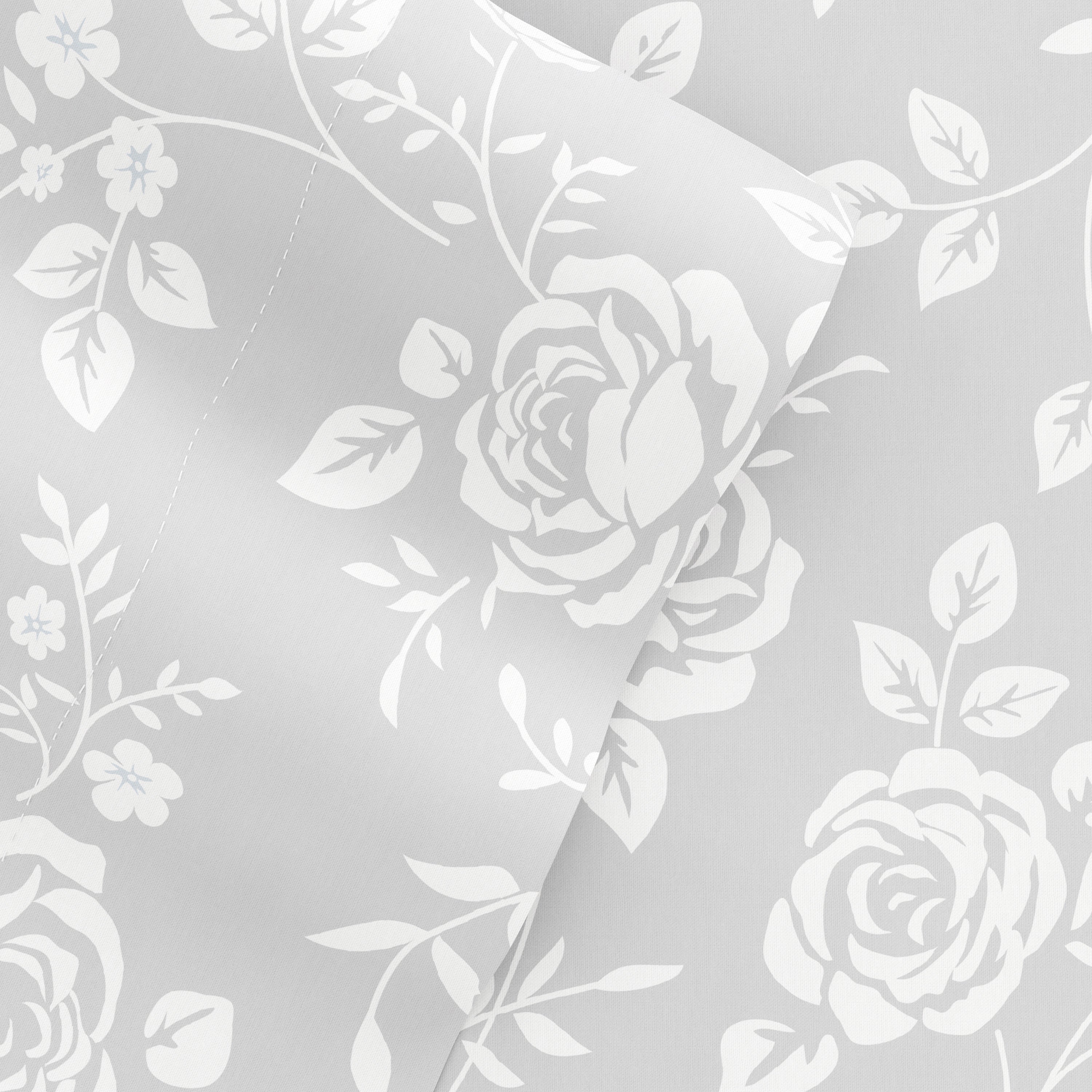 Rose Gray Floral Pattern 4-Piece Queen Size Sheet Set - Soft Bedding for Cozy Nights & Guest Room Comfort