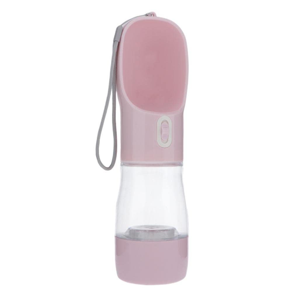 Portable Pet Water Bottle for Dogs & Cats - Travel Drinking Cup with Food Container - Leak-Proof & Foldable Design - Perfect for Hiking, Camping, and Outdoor Adventures (Pink)
