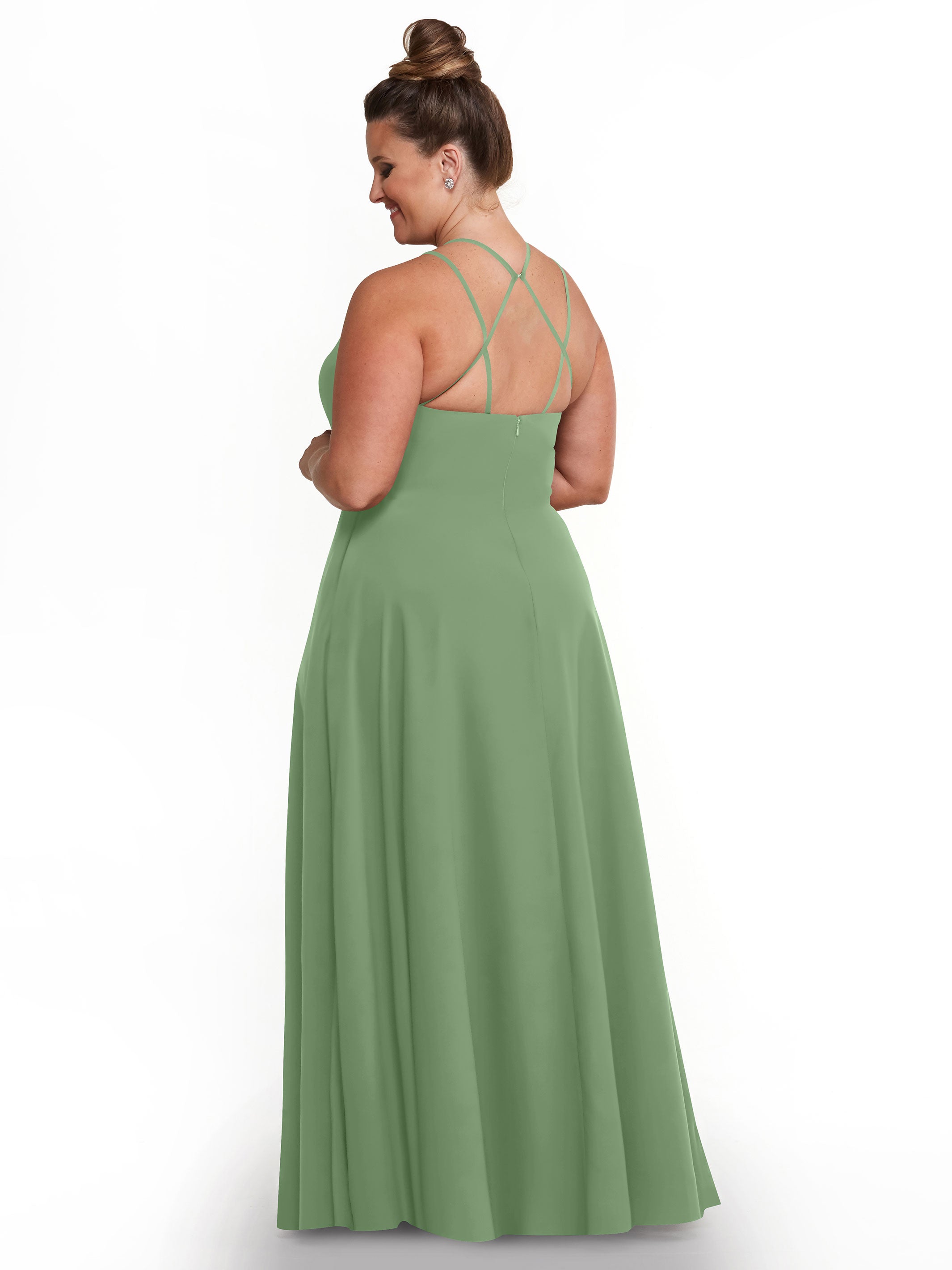 Elegant 83006 Stretch Chiffon A-Line Bridesmaid Dress with Halter Neckline - Perfect for Weddings, Formal Events & Special Occasions