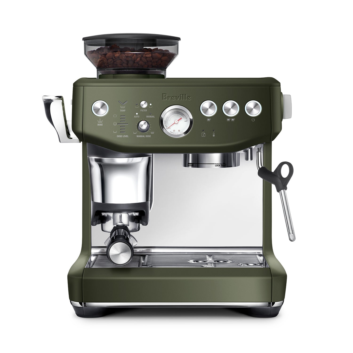 Breville Barista Express Impress Espresso Machine with Built-in Grinder - Olive Tapenade Color (BES876OLT1BNA1) | Perfect for Home Baristas & Coffee Lovers