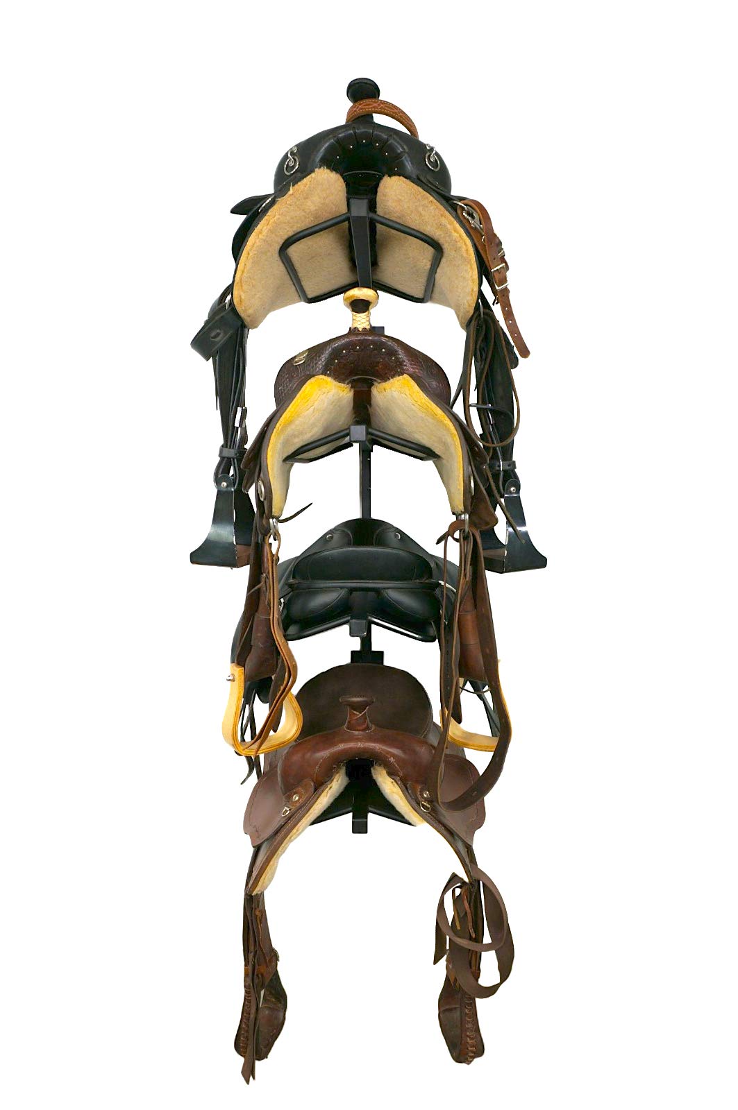 StoreYourBoard Wall Mounted Horse Saddle Storage Rack - Heavy Duty Equestrian Saddle Holder for Western & English Saddles (Holds 4 Saddles) - Perfect for Barn, Stable & Riding School Organization