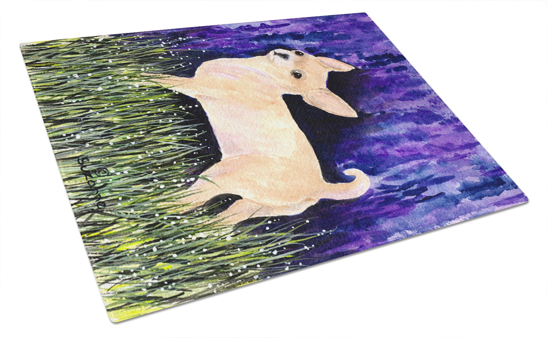 Starry Night Chihuahua Tempered Glass Cutting Board - Large Decorative Kitchen Chopping & Serving Board - Durable Heat-Resistant Glass for Fruits, Cheese, Charcuterie & Party Platters