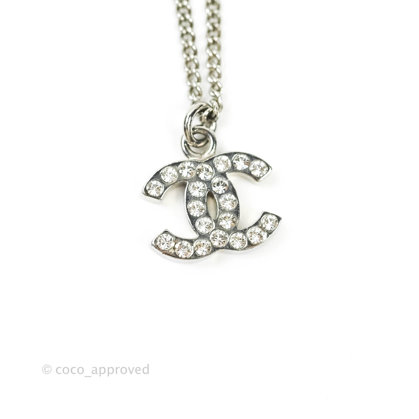 Chanel CC Crystal Necklace - Silver Tone 11V Pendant for Women | Elegant Fashion Jewelry Gift for Birthday, Anniversary & Special Occasions