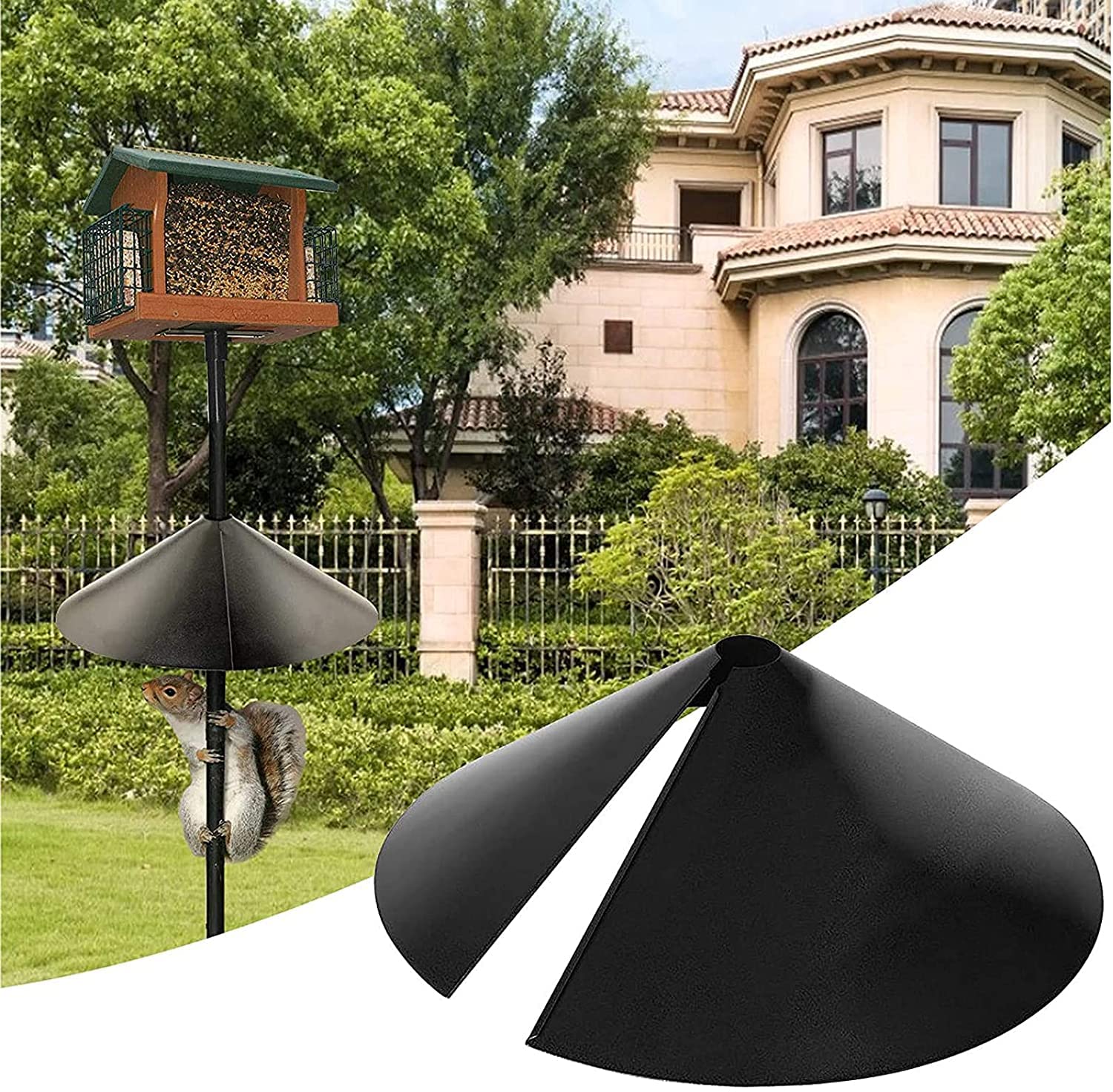 GAXLAKO 16-Inch Wrap Around Squirrel Baffle for Bird Feeder Pole - Effective Squirrel & Raccoon Guard for Hanging Bird Feeders - Durable Wrap Guard for Shepherd Hooks - Perfect for Backyard Bird Watching & Wildlife Protection