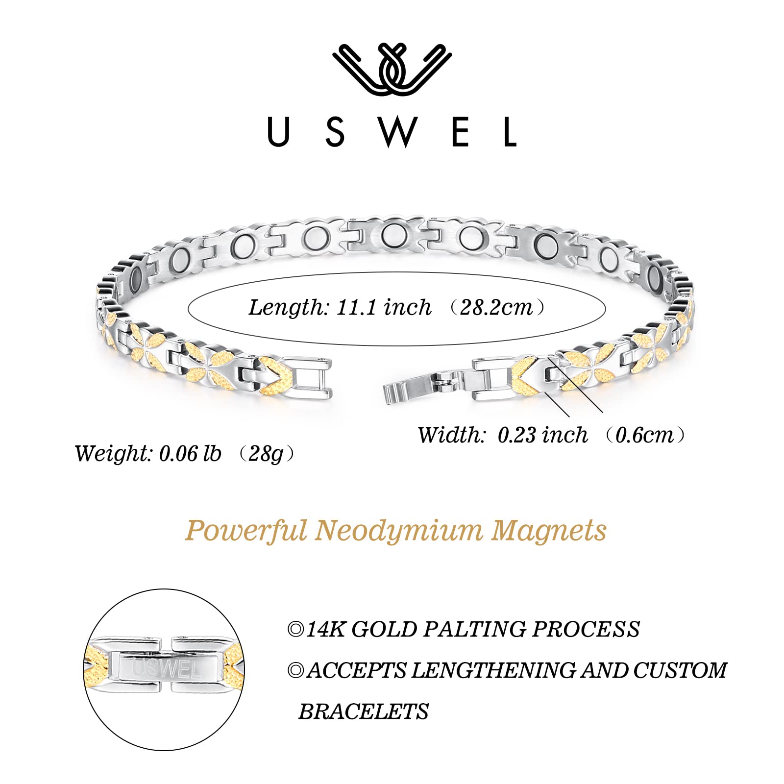 Elegant Titanium Steel Magnetic Anklet Bracelet for Women - Adjustable 10.5 Inch - Perfect for Yoga, Meditation & Pain Relief Therapy