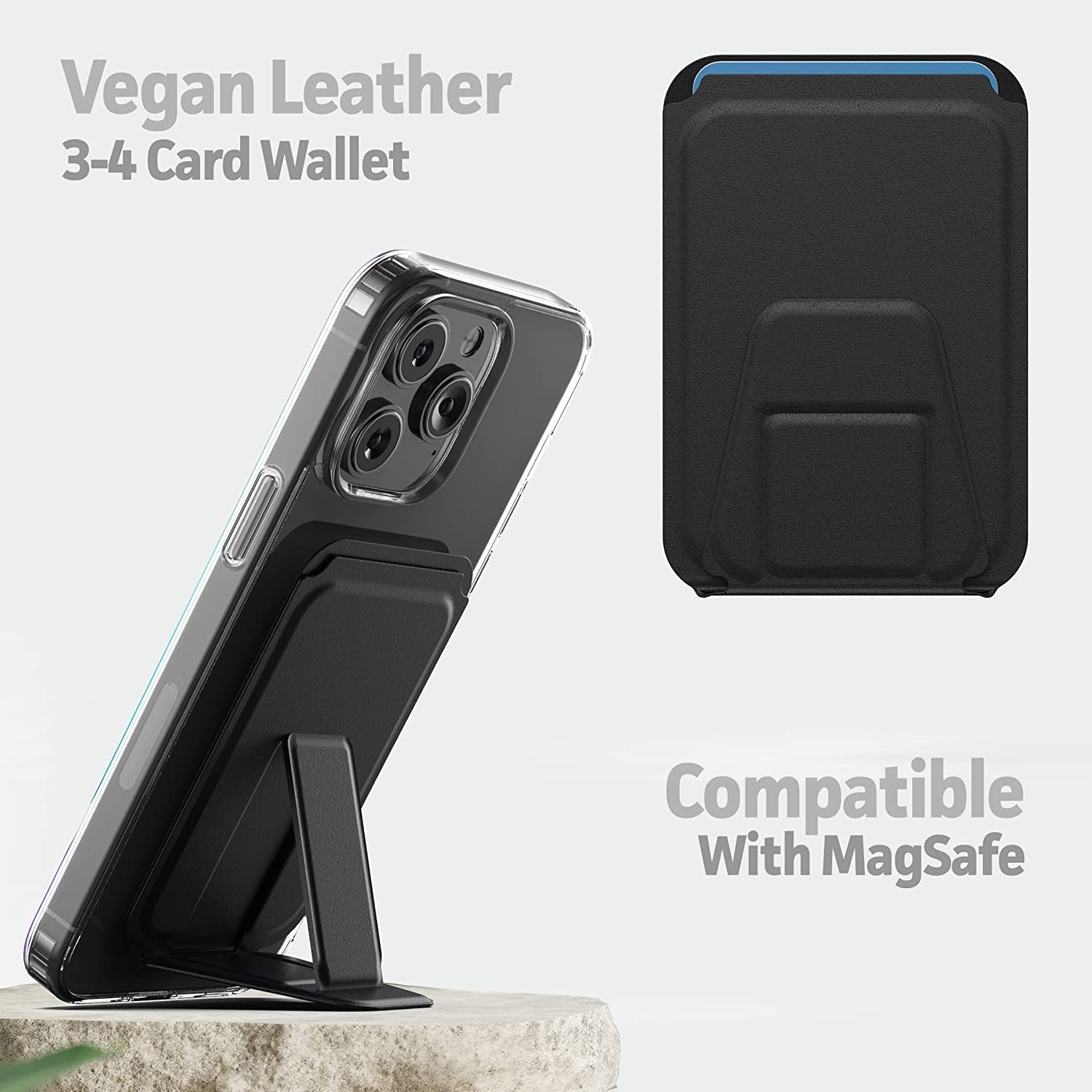 ENCASED iPhone 14 Pro Clear Case with Card Holder - Magsafe Compatible Protective Cover | Includes Leather Wallet & Tempered Glass Screen Protector | Perfect for Everyday Use, Travel & Wireless Charging