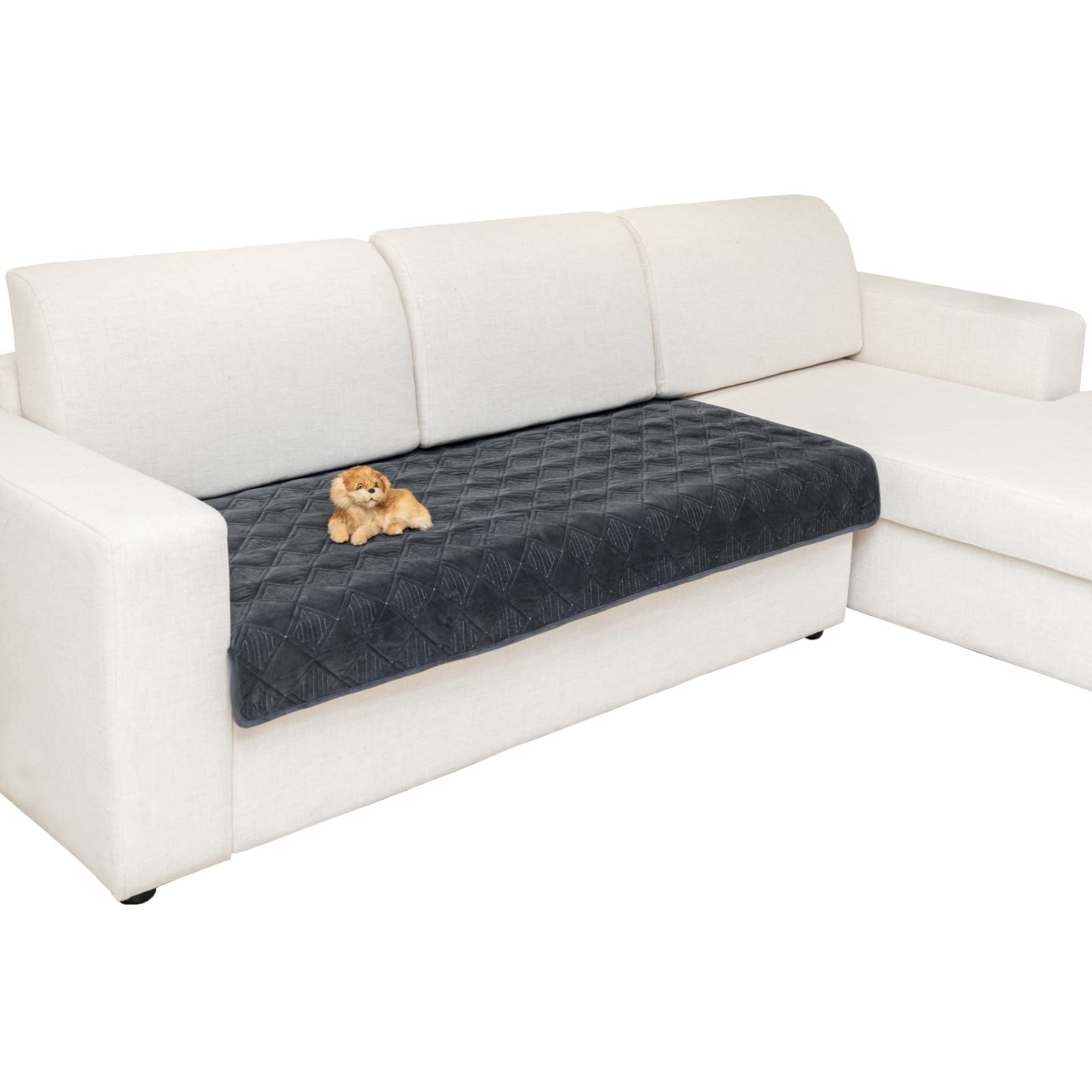 Eismodra L-Shaped Sectional Sofa Slipcover - Dark Gray Stretchable Furniture Protector (43
