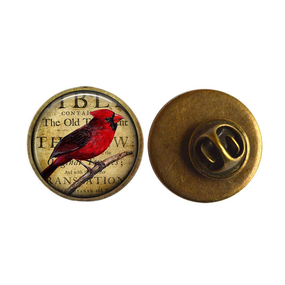 Crescent Moon Necklace Charm Brooch - Redbird Pin Jewelry with Cardinal Design, Symbolic Bird Lover Gift for Women | Fashion Jewelry for Birthday, Photo Jewelry & Glass Pin Accessories | Perfect for Casual Wear, Special Occasions & Gift Giving