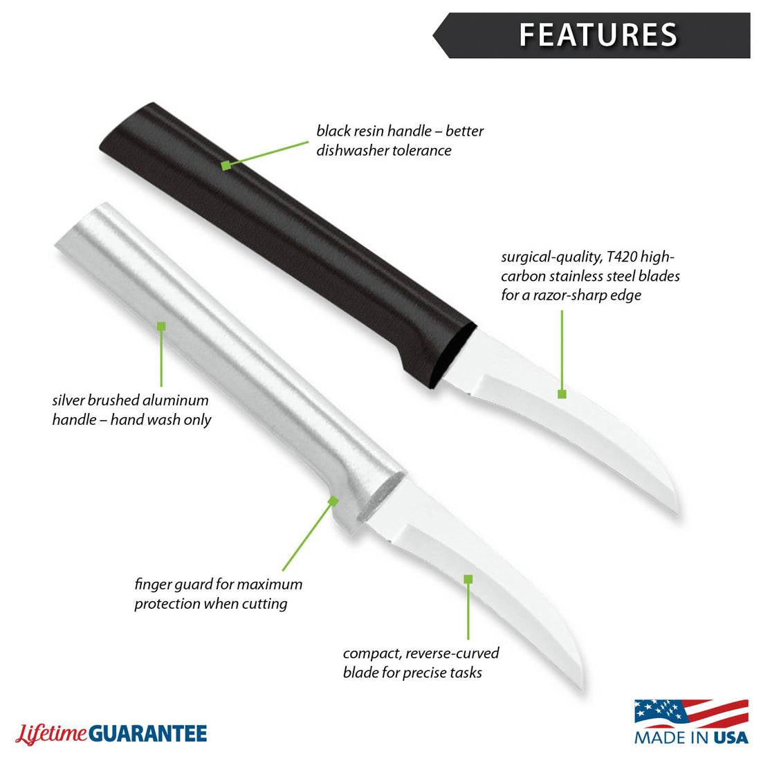 Premium Stainless Steel Granny Paring Knife - Sharp 3.5