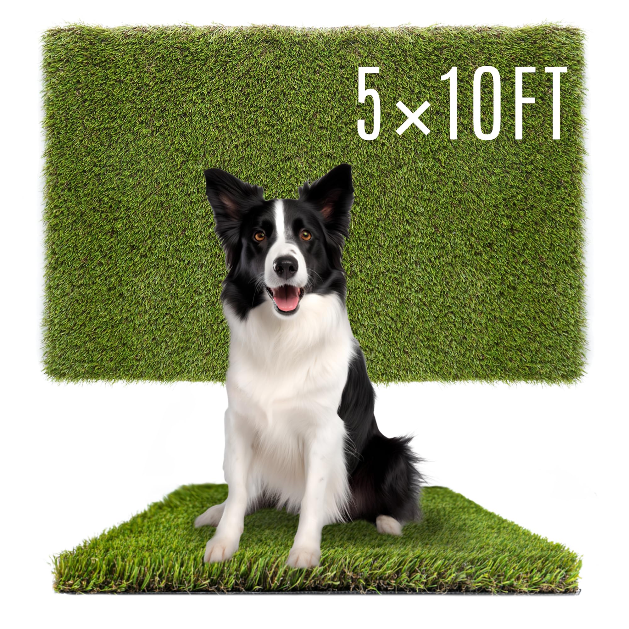 Premium 5x10 FT Artificial Grass Pee Pads for Dogs - Indoor/Outdoor Potty Training Turf Mat, Durable Fake Grass Rug for Puppy & Dog Training - Perfect for Balcony, Patio, Kennel & Garden Use