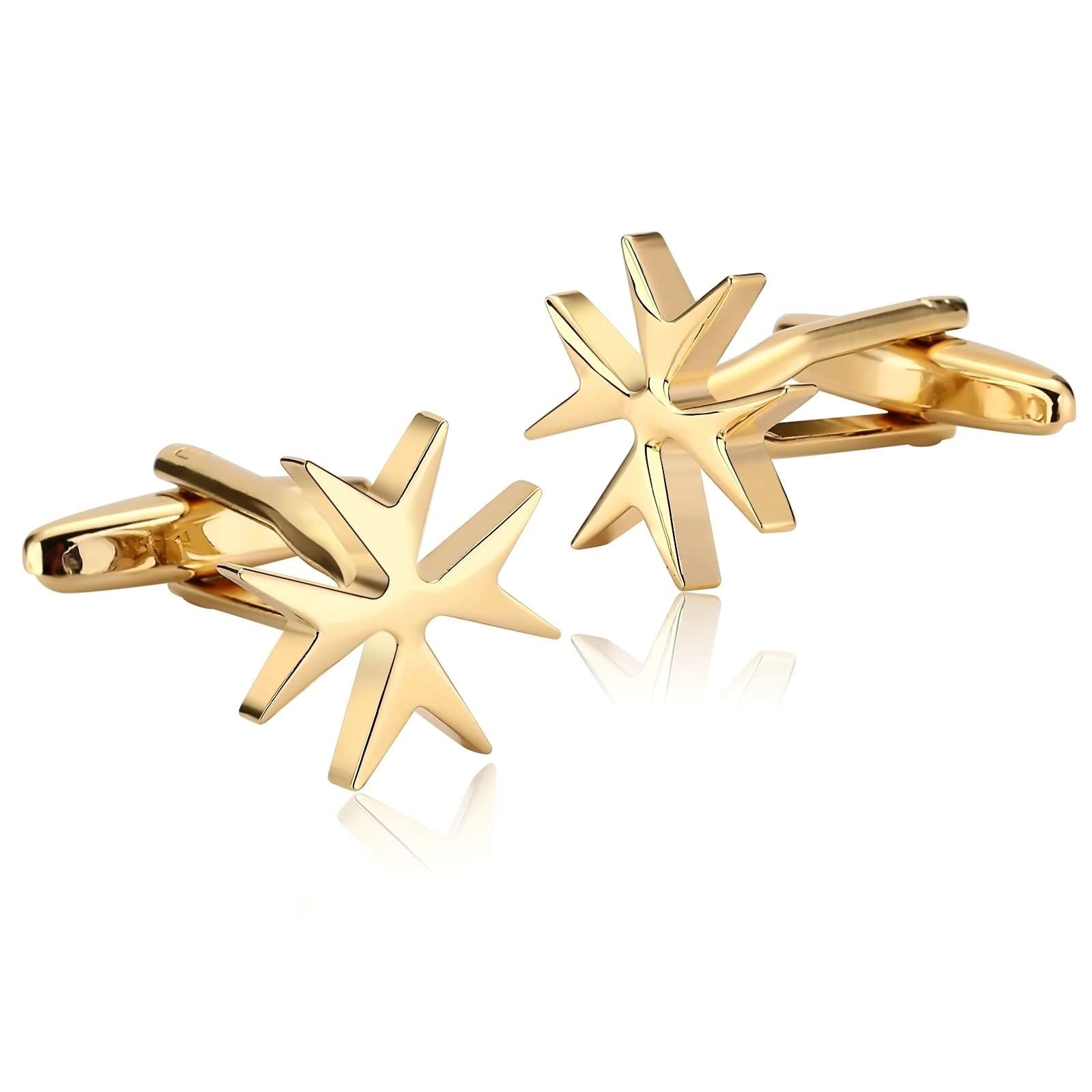 Gold Stainless Steel Cross Cufflinks for Men - Dress Shirt & Suit Accessories for Weddings & Formal Events