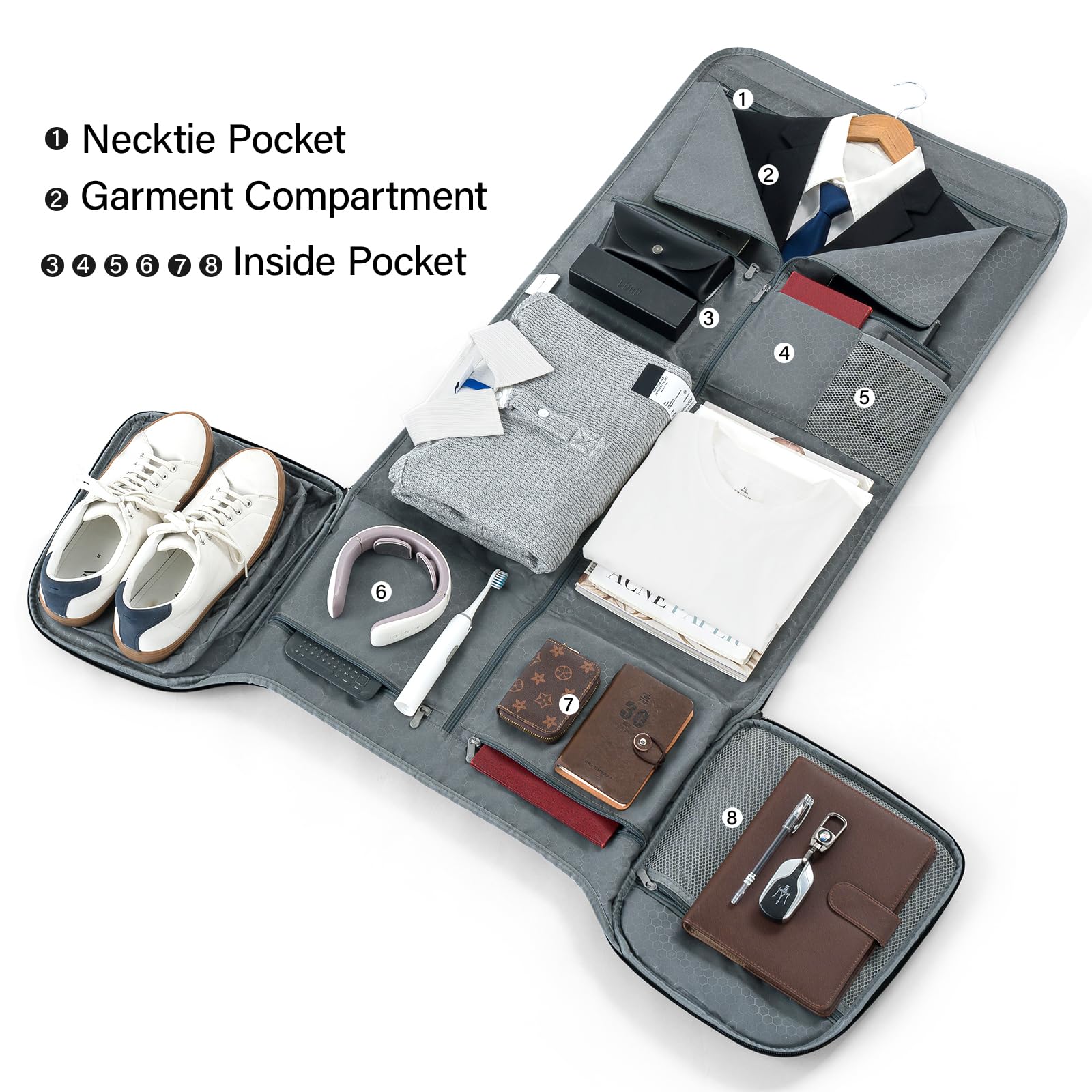 Hanke Convertible 2-in-1 Carry On Garment Bag & Duffle Bag for Travel - Hanging Suitcase with Shoe Compartment - Weekender Luggage for Men & Women (Black) | Perfect for Business Trips, Weekend Getaways & Airplane Travel