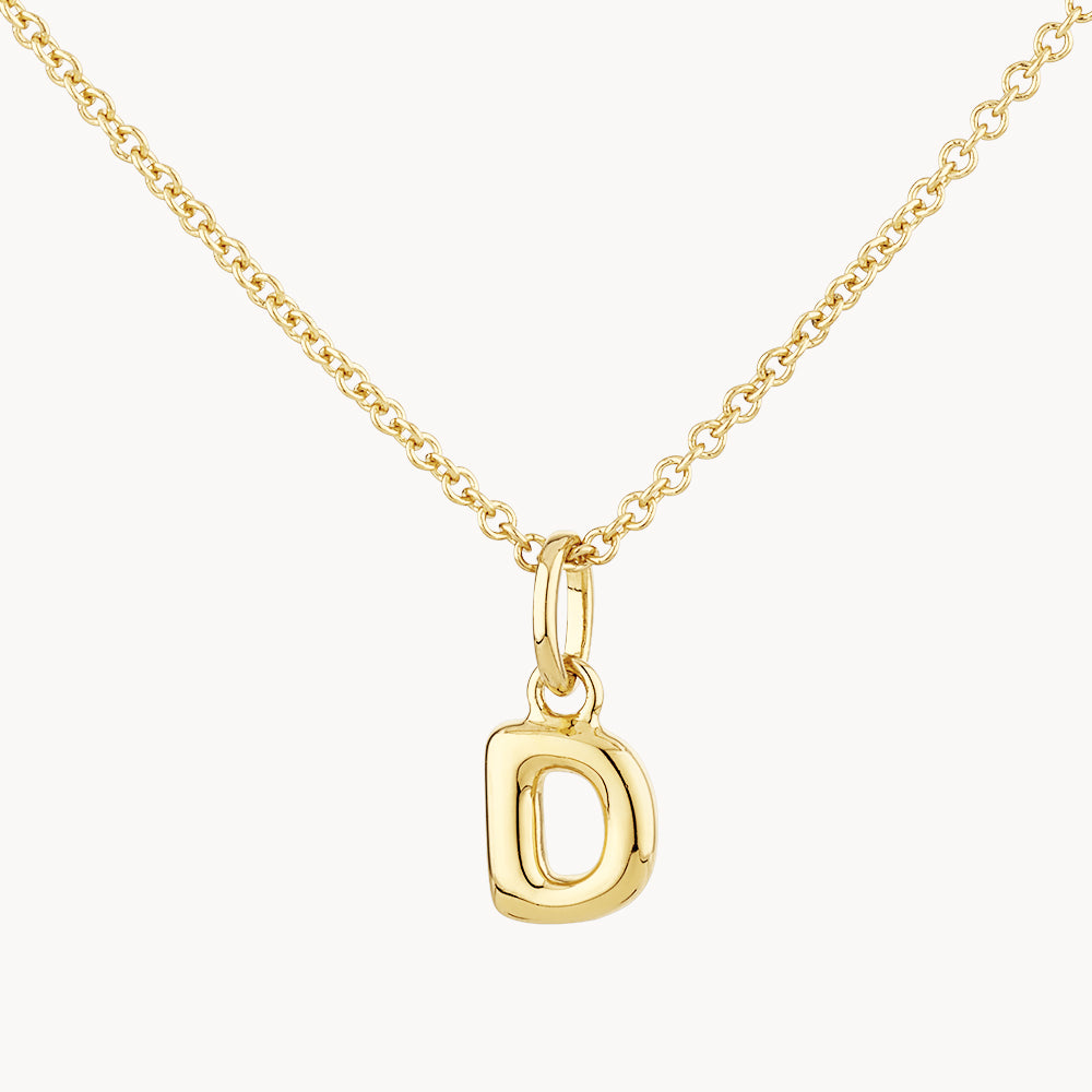 Gold Bubble Letter Necklace - Personalized Initial Pendant for Women - Perfect for Gifts, Birthdays & Everyday Wear