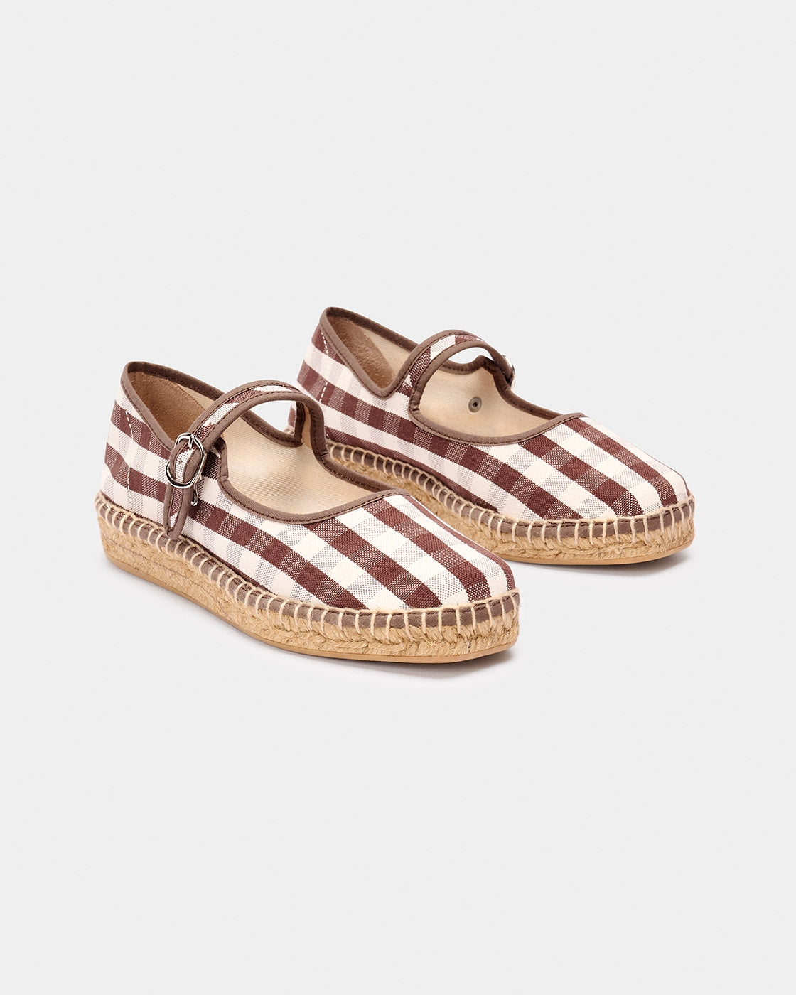 Naguisa Peonia Brown Check Espadrilles - Comfortable Women's Casual Shoes for Summer, Beach, and Outdoor Walking