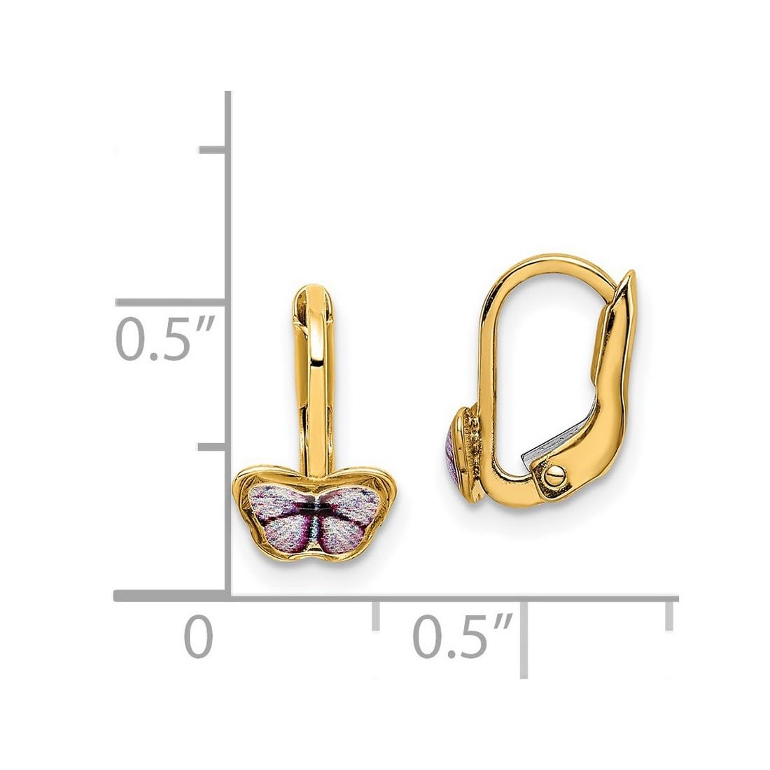 14K Gold Enamel Butterfly Angel Wings Hoop Earrings for Women & Teens - Elegant Dainty Jewelry for Everyday Wear, Gifts & Special Occasions