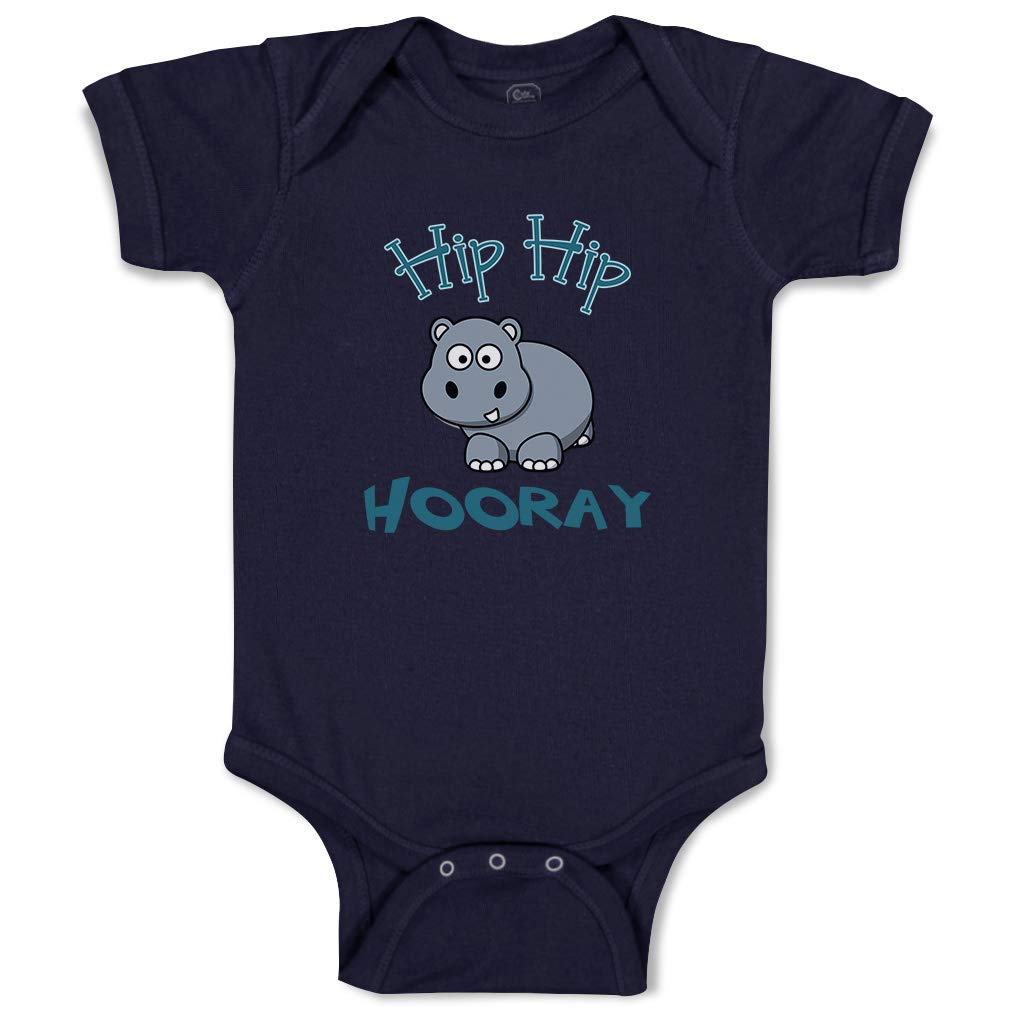 Custom Baby Bodysuit for Boys & Girls - Adorable Hippo Hippopotamus Design - Hip Hooray White Outfit | Perfect for Newborn Photoshoots, Birthday Parties & Everyday Wear