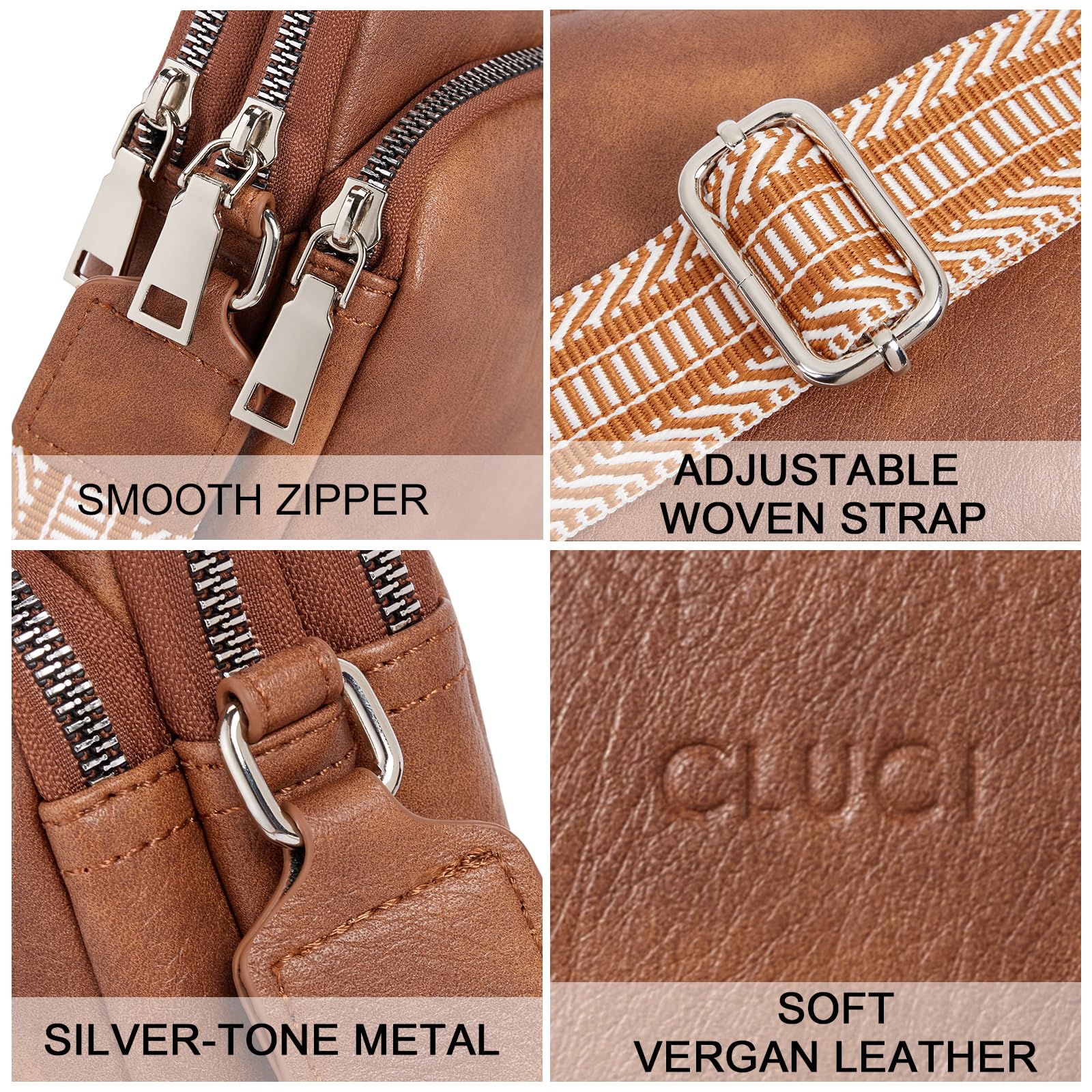 CLUCI Genuine Leather Small Crossbody Bag for Women - Stylish Shoulder Purse with Phone Pocket - Perfect for Everyday Use, Travel & Shopping