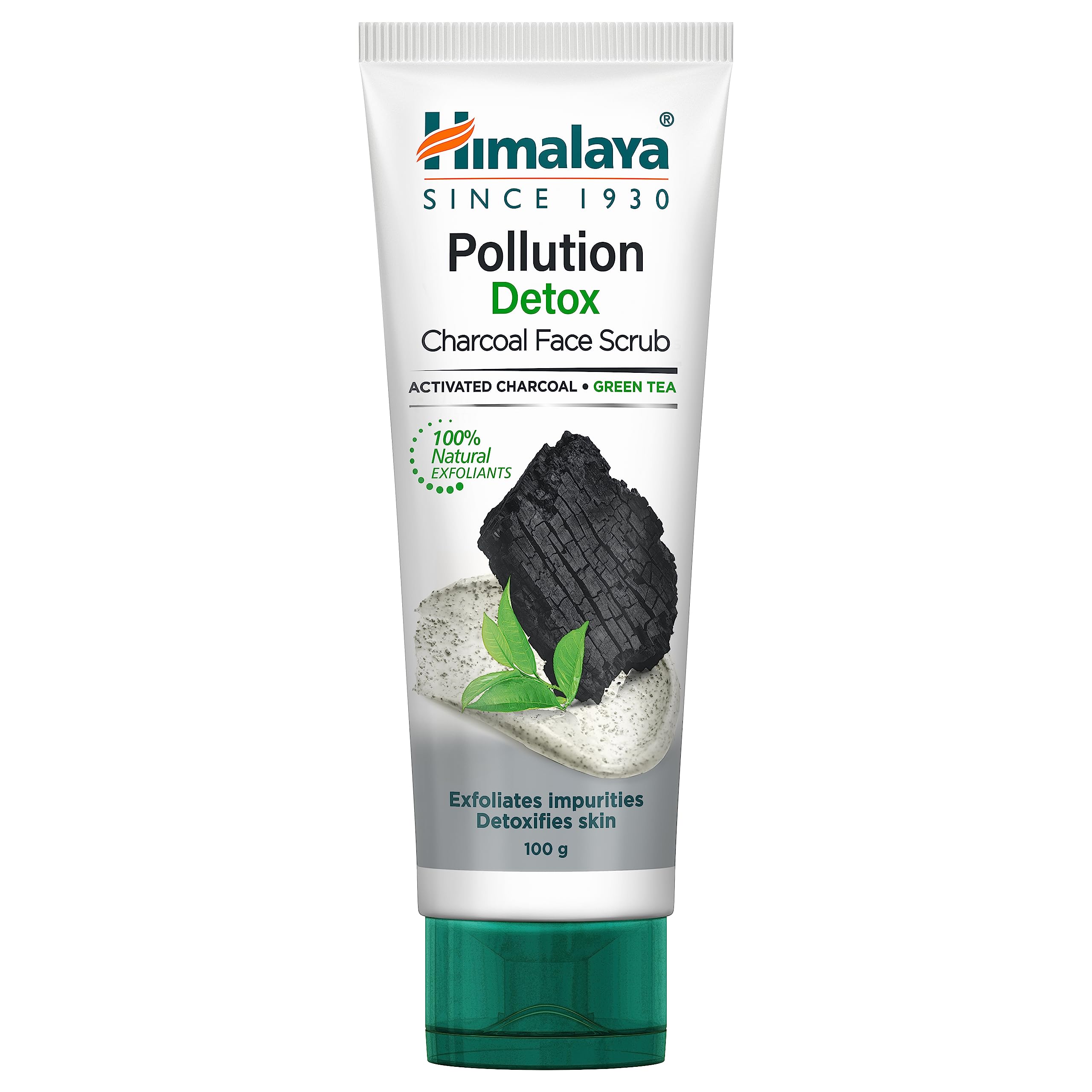 Himalayan Pollution Detox Charcoal Face Scrub 100g - Deep Cleansing & Exfoliating for Acne, Blackheads & Oily Skin - Perfect for Daily Skincare Routine & Post-Workout Refresh