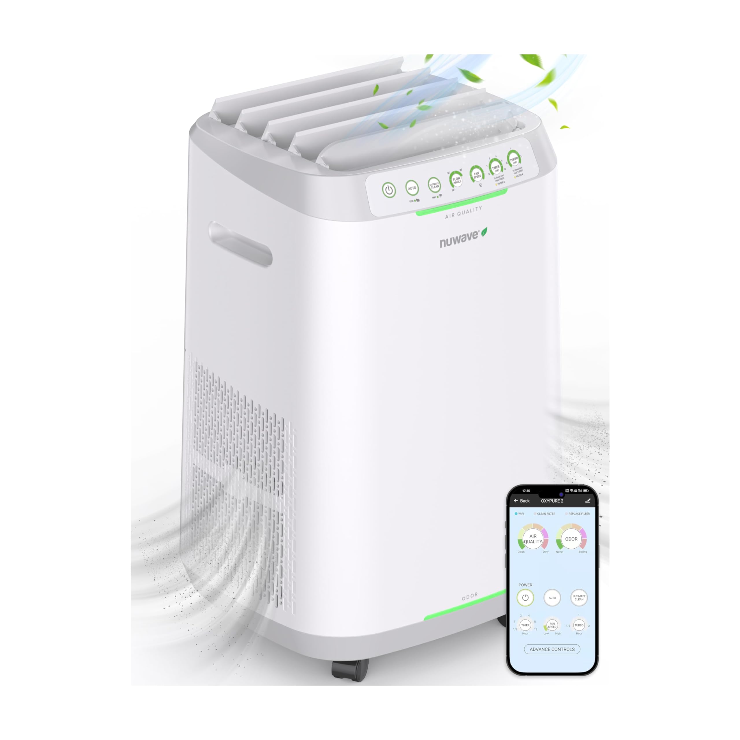 Nuwave OxyPure ZERO Air Purifier with Washable Bio Guard Filter - Covers 2002 Sq Ft, Captures 0.1 Micron Particles, Eliminates Allergies, Smoke, Dust & Pollen - Ideal for Large Rooms, Offices & Homes with Pets