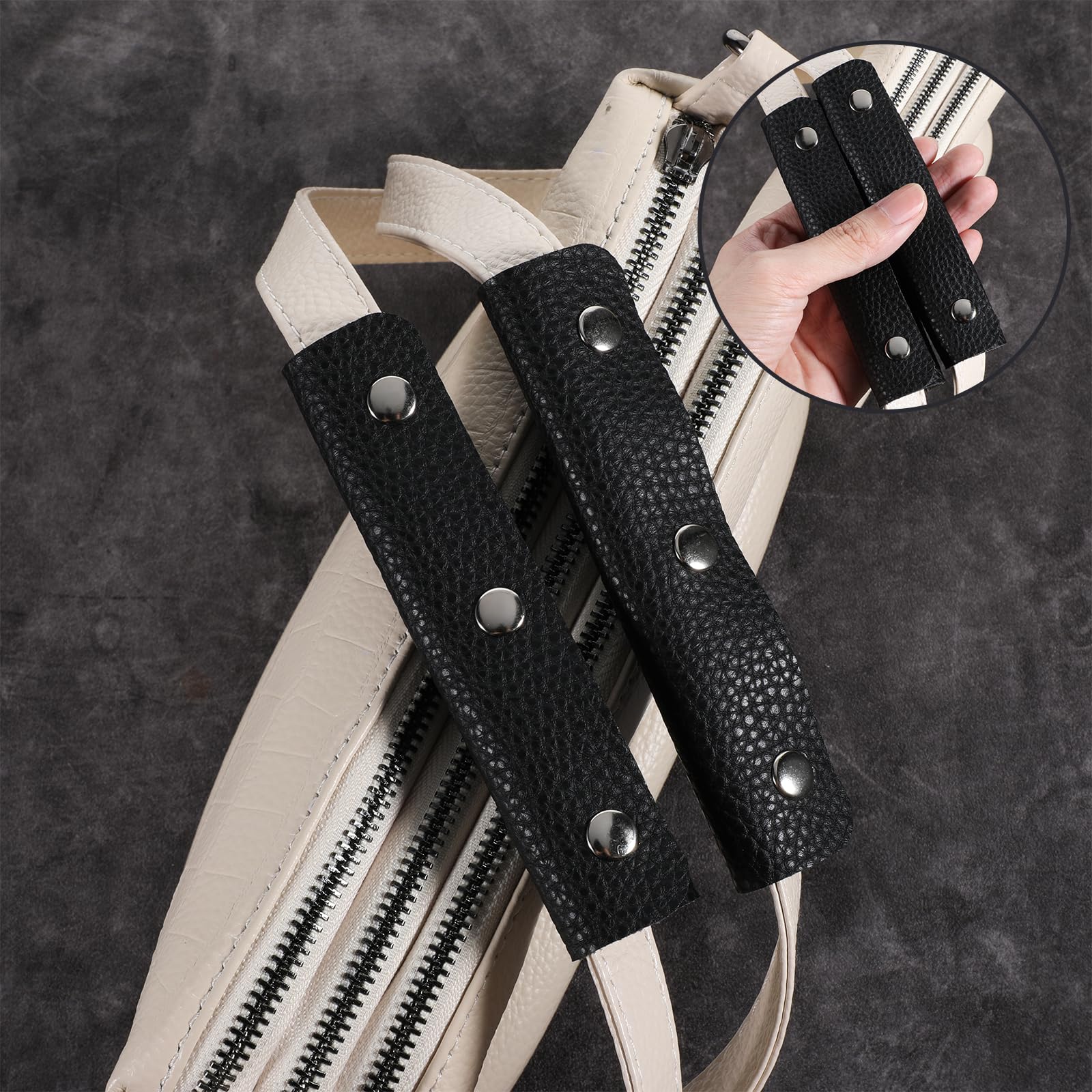 Premium PU Leather Luggage Handle Wraps - Soft Suitcase Grip Protectors with Secure Clasps for Travel, Shopping & Tote Bags | Comfortable Handbag Strap Covers for Wallet, Purse & Daily Use