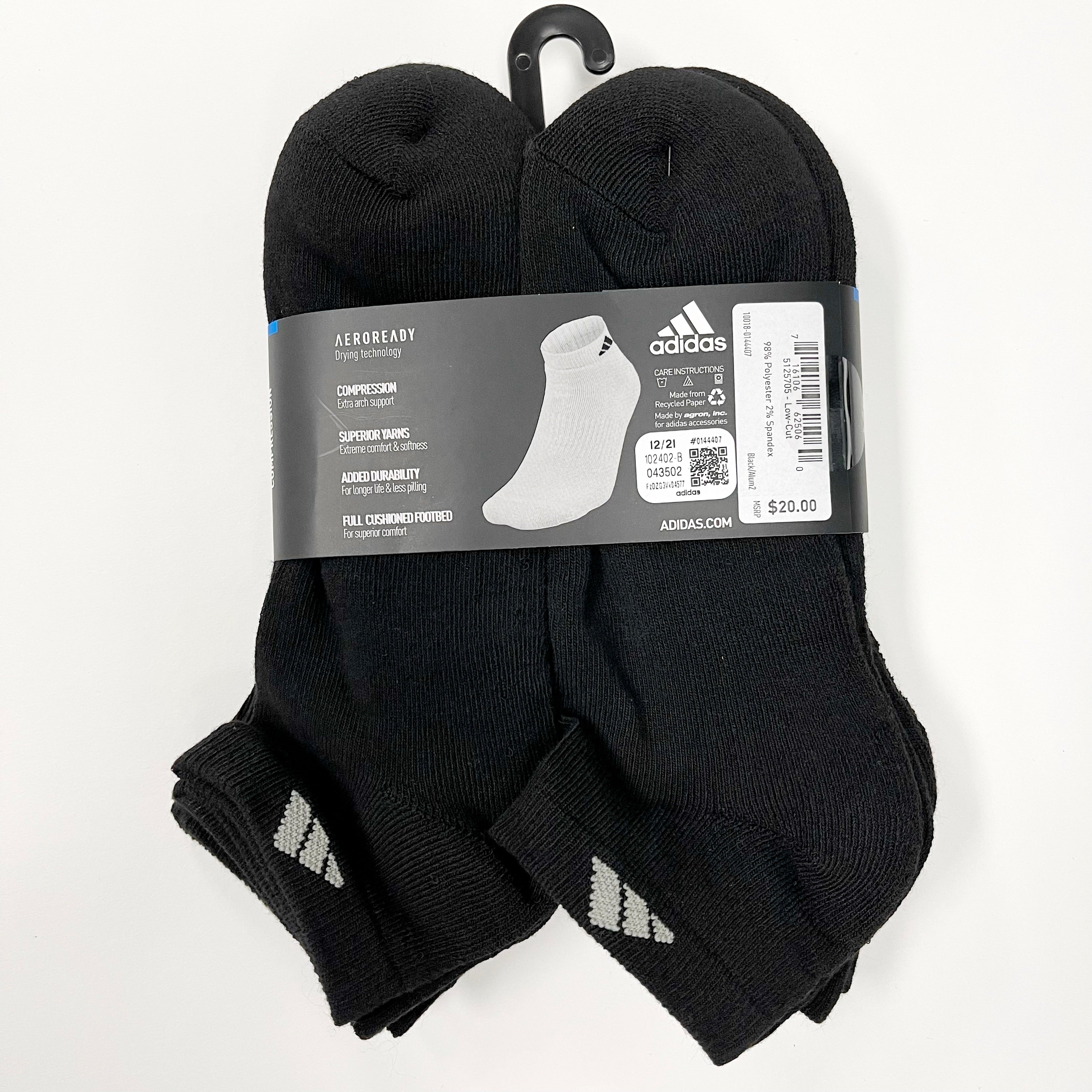 Adidas Men's Cushioned Low-Cut Athletic Socks 6-Pack - Breathable Comfort for Running, Gym & Everyday Wear