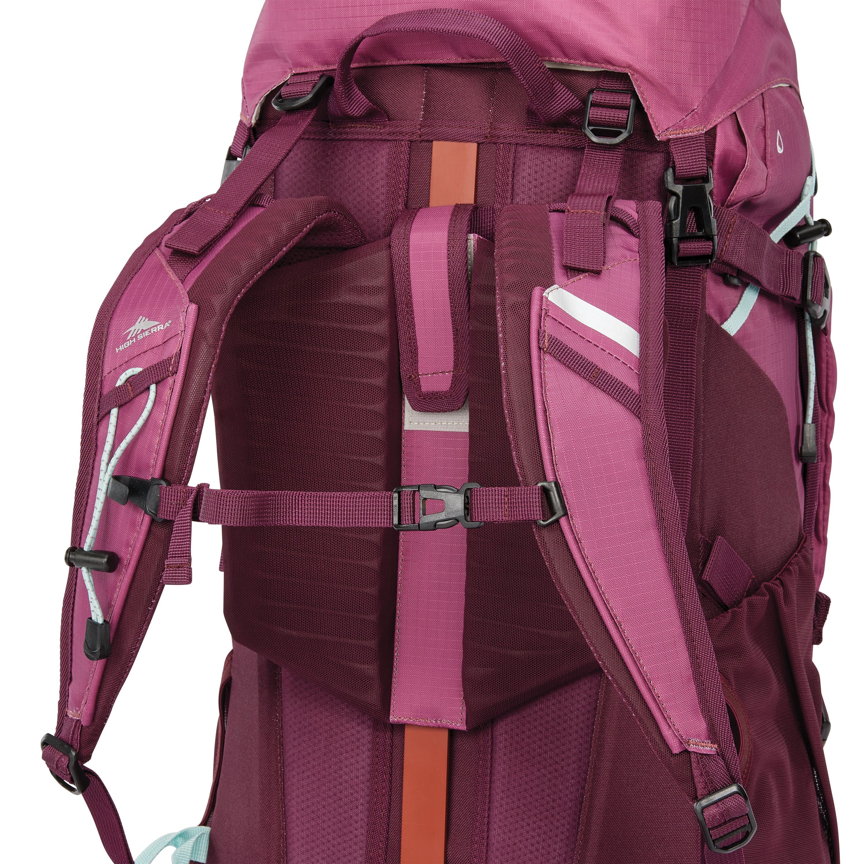 High Sierra Pathway 2.0 Women's 60L Hiking Backpack - Lightweight Frame Pack for Outdoor Adventures, Travel & Camping - Berry/Maroon Color
