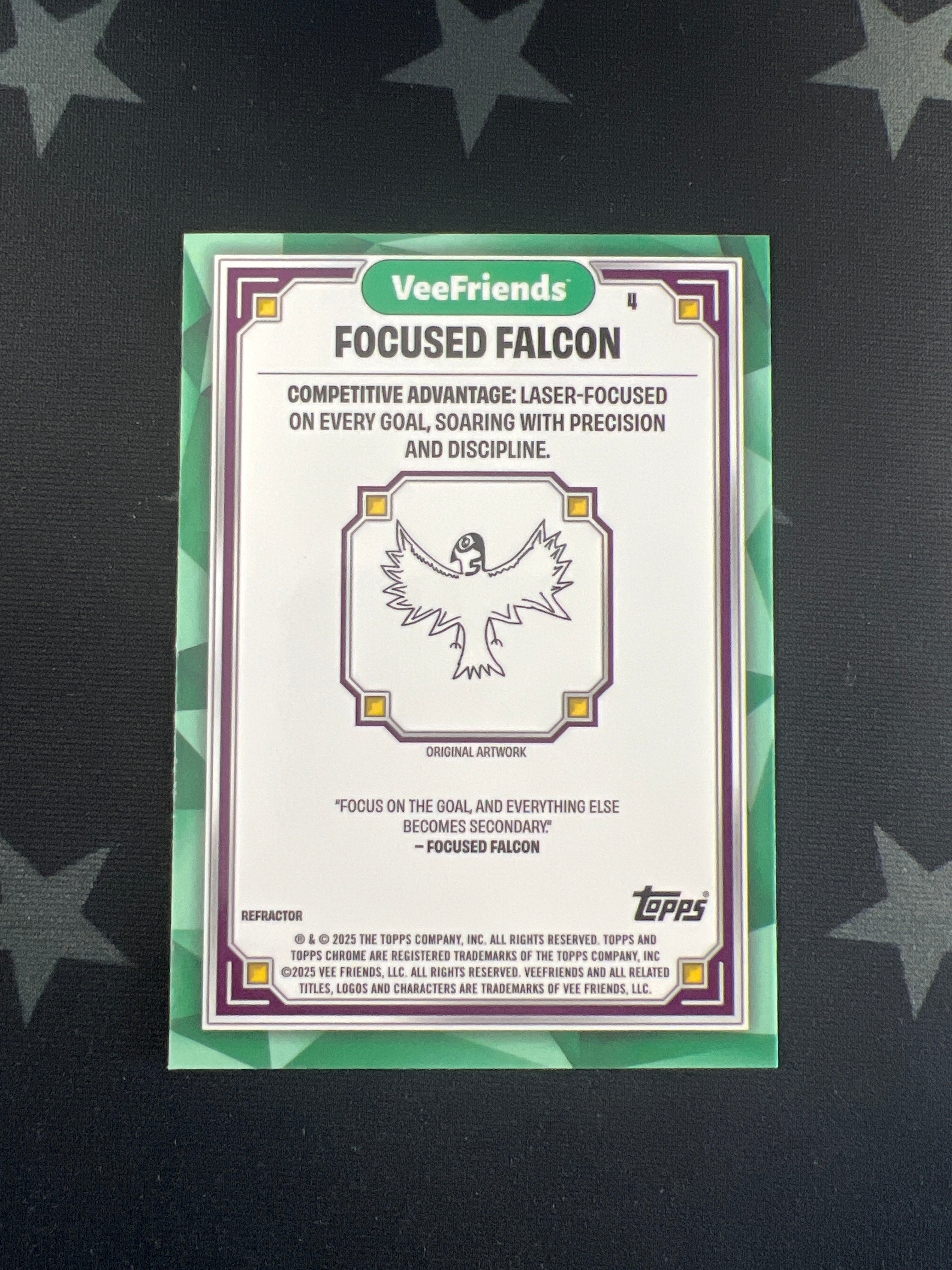 2025 Topps Chrome VeeFriends Focused Falcon #4 Refractor Trading Card - Rare Collectible for Sports & Pop Culture Fans | Perfect for Display, Trading & Investment