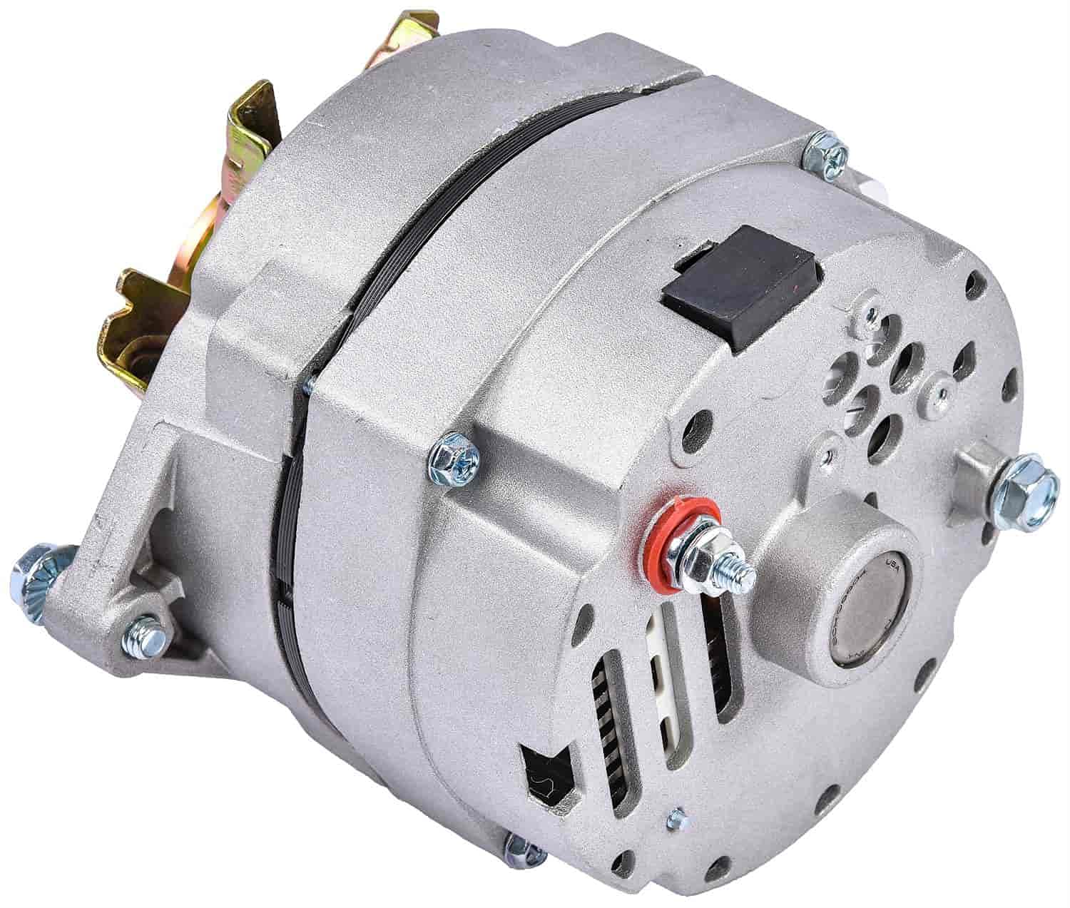 JEGS 1-Wire GM Alternator 140 Amp High Output - USA Made Natural Finish - Single Groove V-Belt Pulley with Turbo Fan - Internal Regulator 12 Volt GM 10si - Perfect for Classic Car Restoration & Performance Upgrades