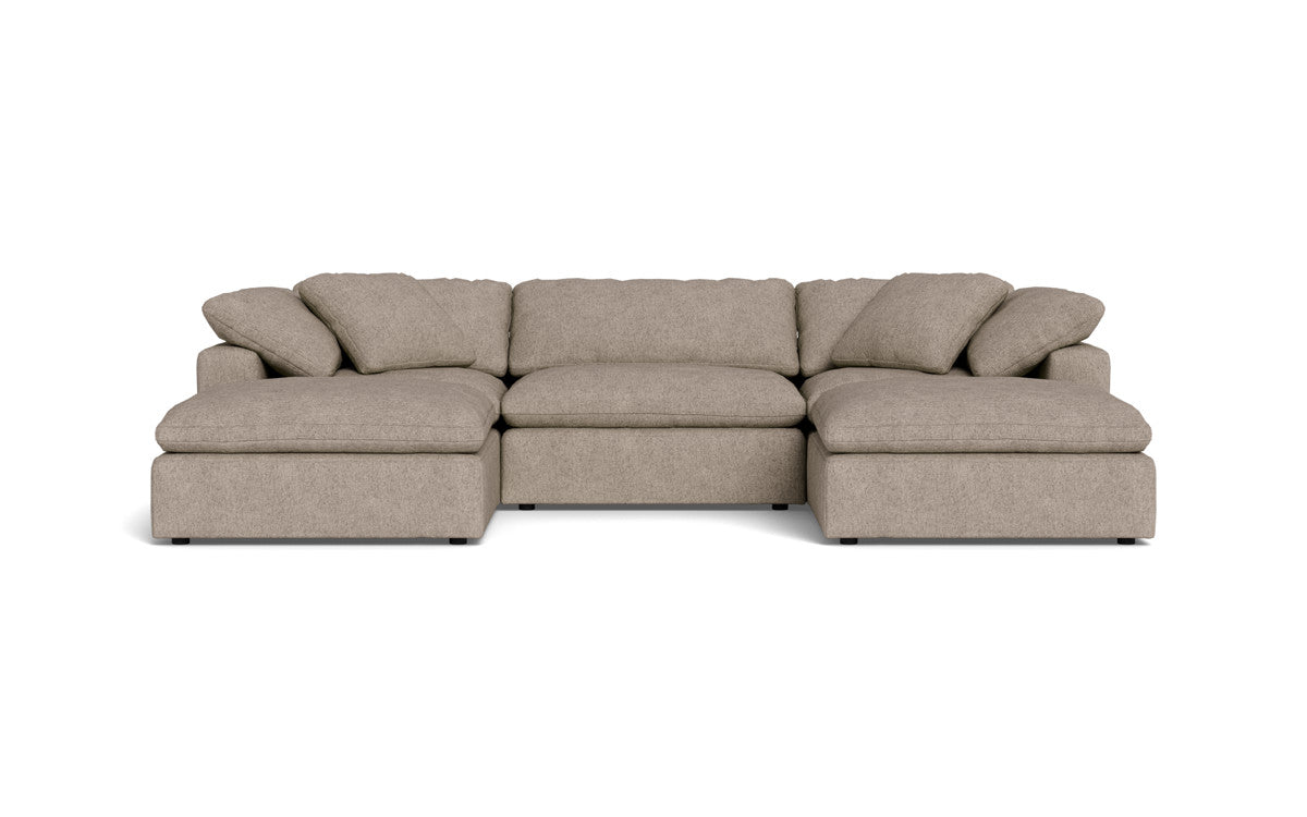 Fluffy 3-Piece Sofa Set with Double Ottoman - Soft and Comfortable Living Room Furniture for Small Spaces, Apartment, Dorm or Lounge Area