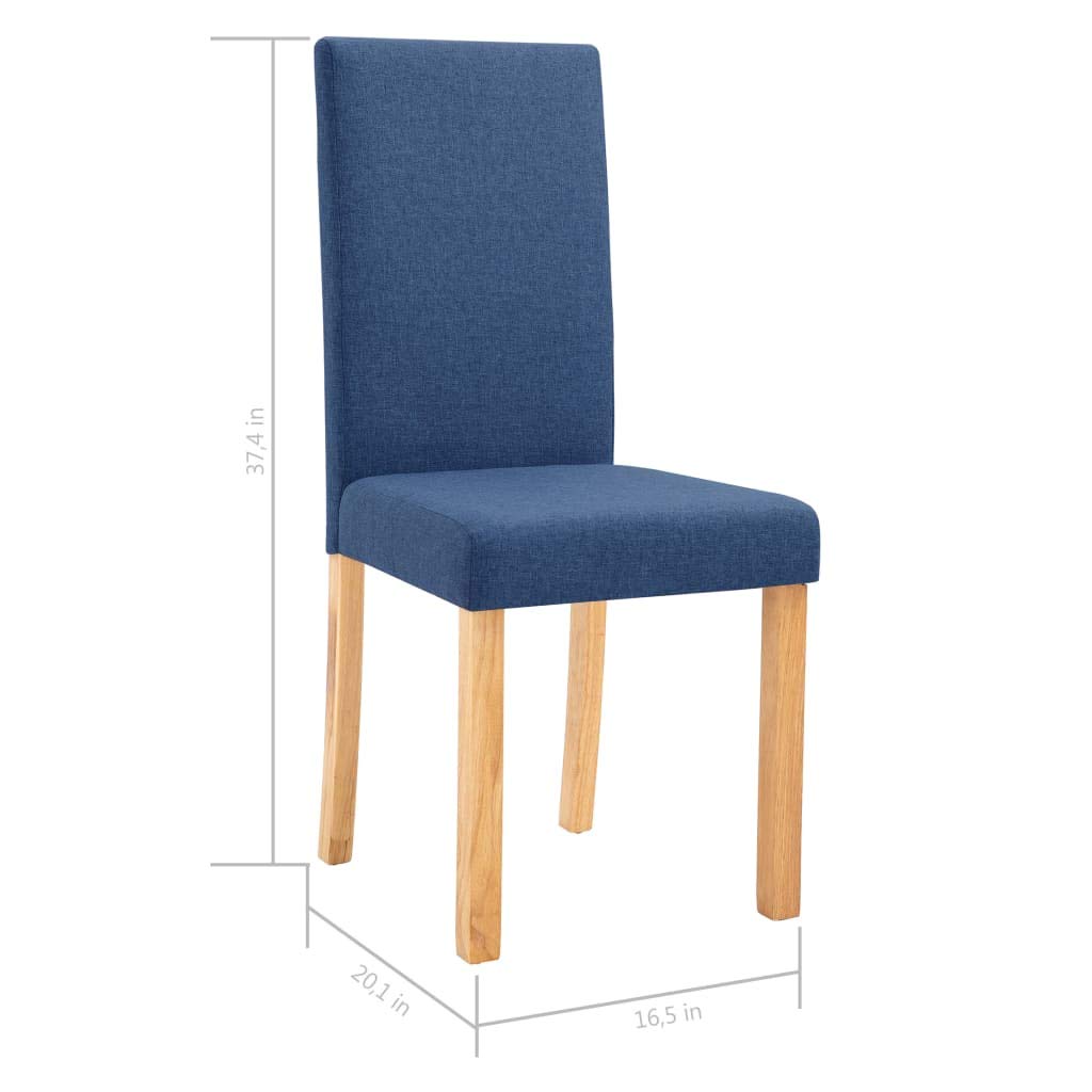 SKM Modern Dining Chairs Set of 4 - Blue Fabric Upholstered Kitchen Chairs with Sturdy Metal Legs - Comfortable Seating for Dining Room, Kitchen, Breakfast Nook & Small Spaces